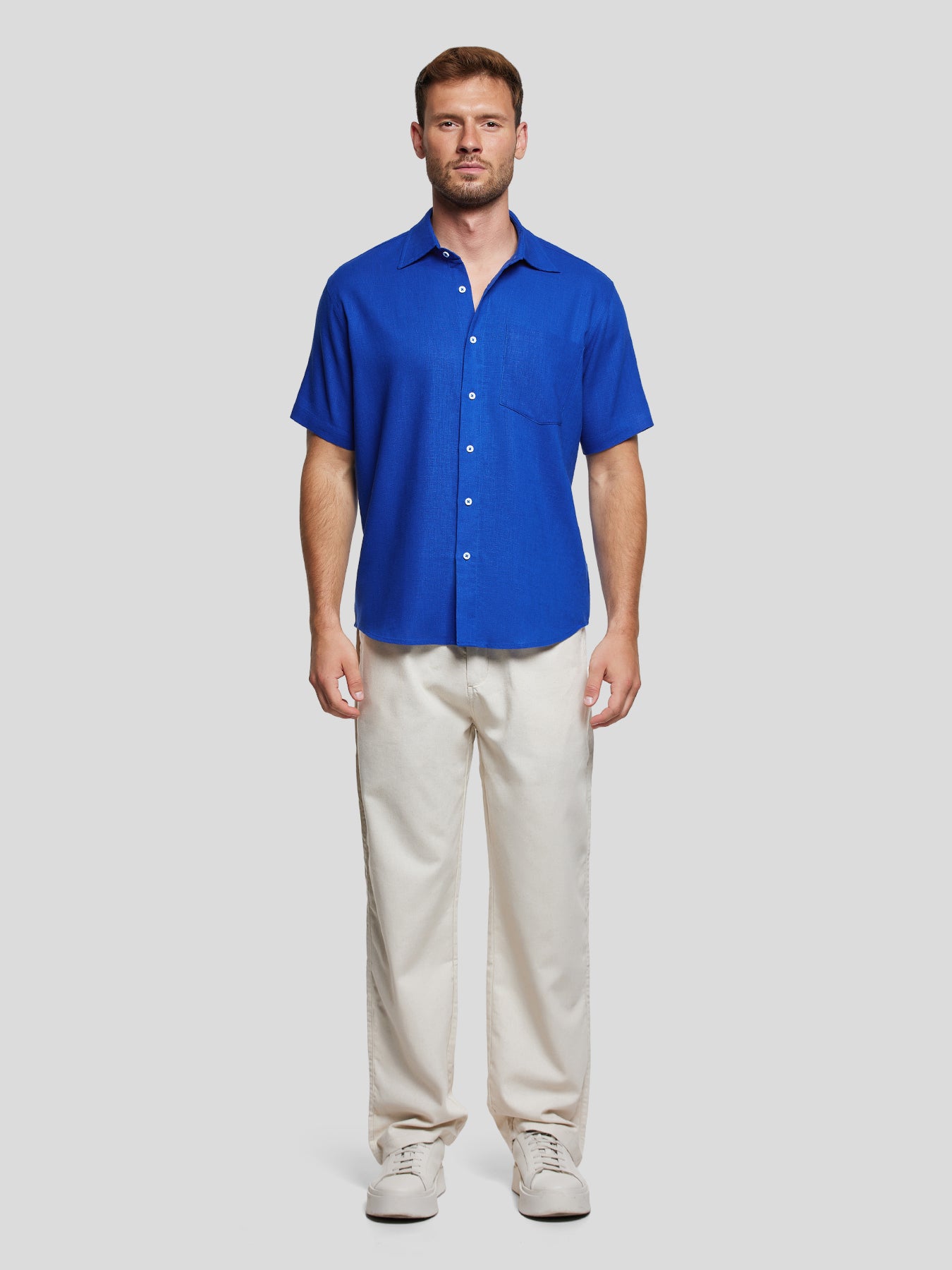 Camisa DreamWear Italian de lino de manga corta