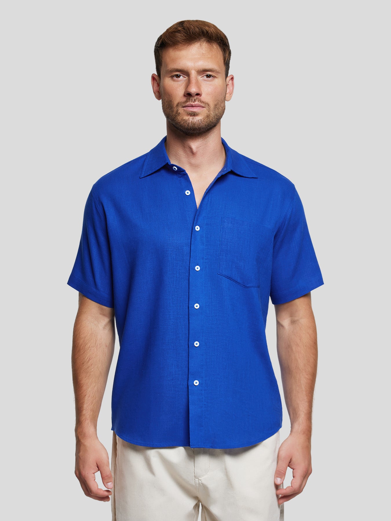 Camisa DreamWear Italian de lino de manga corta