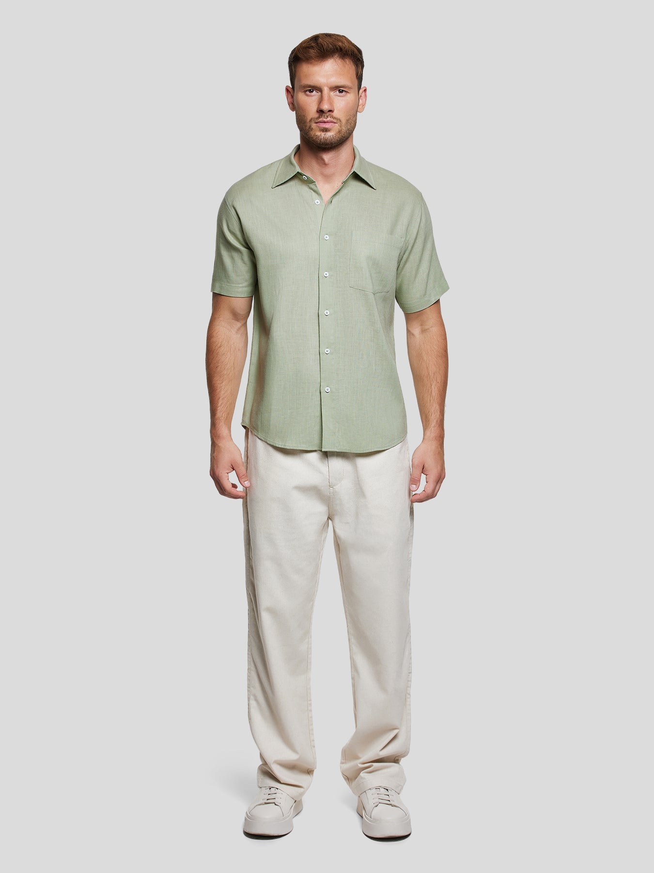 Camisa DreamWear Italian de lino de manga corta
