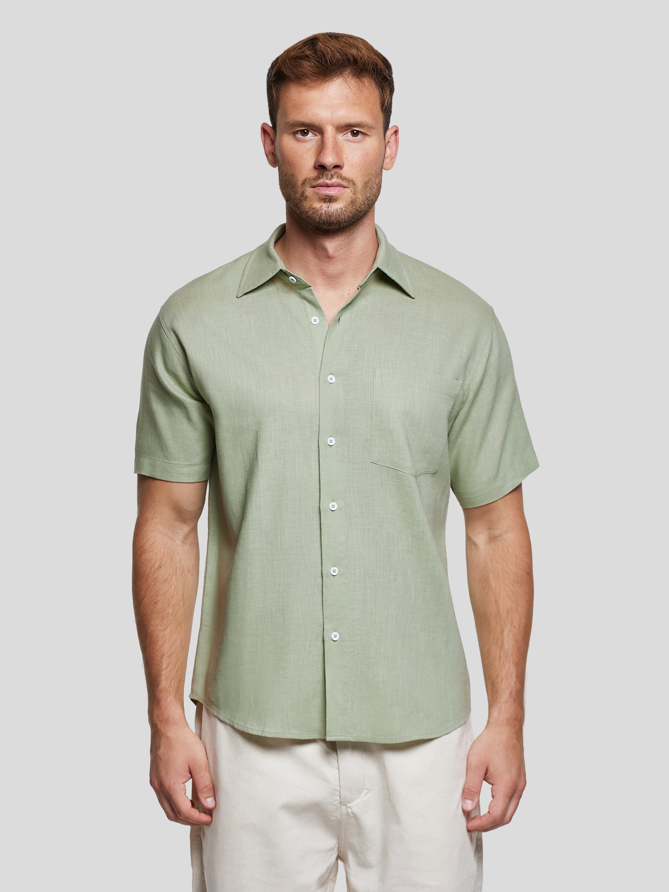 Camisa DreamWear Italian de lino de manga corta