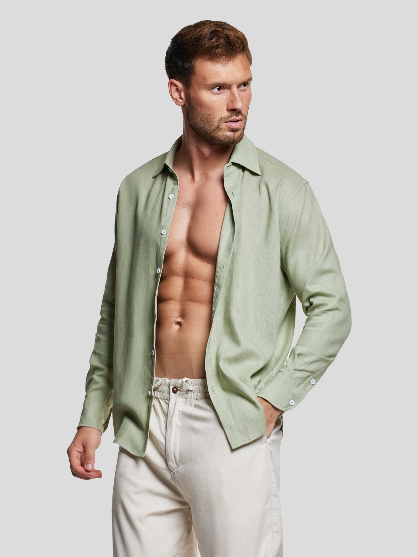 Camisa DreamWear Italian de lino de manga larga