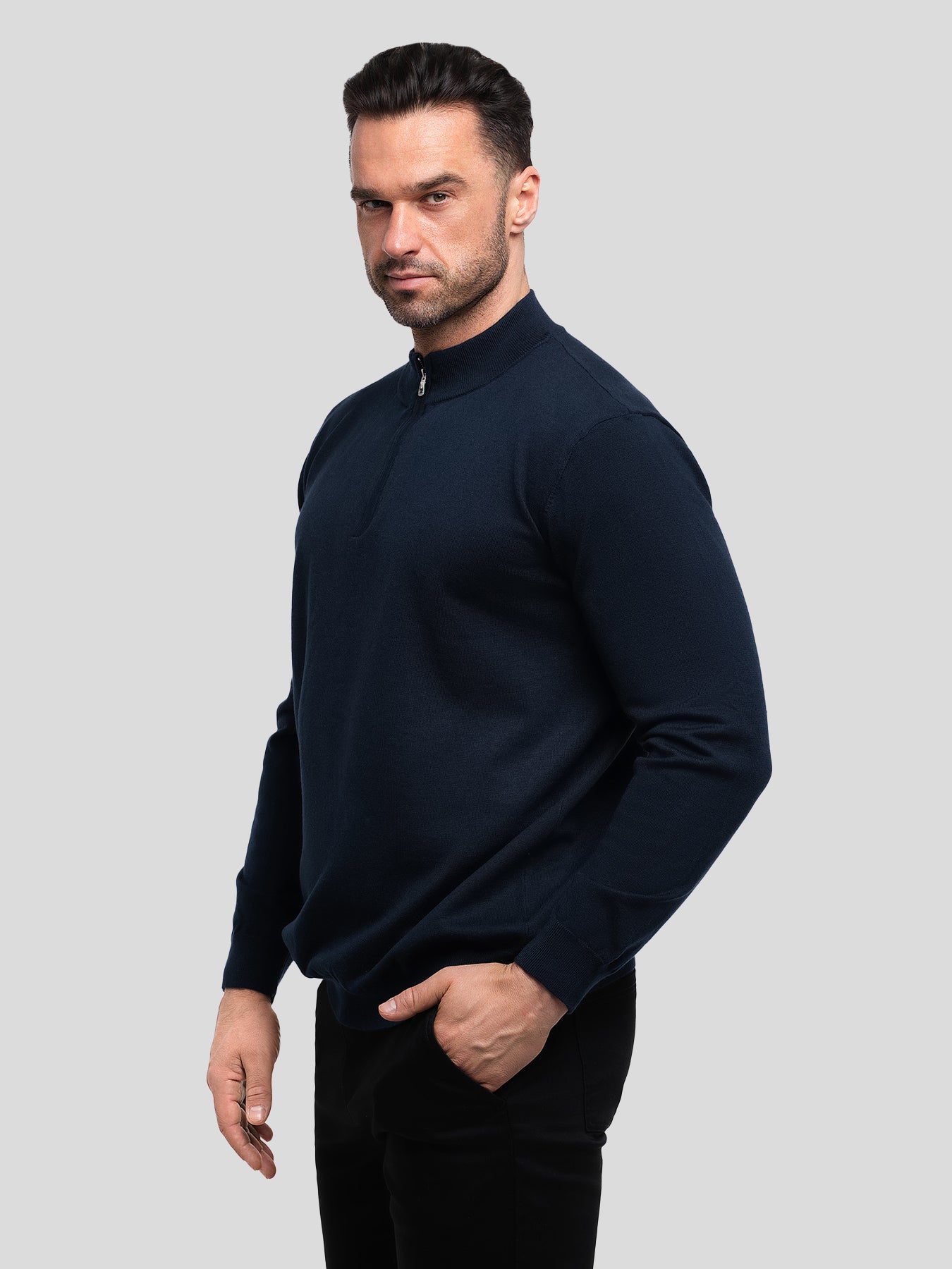 Gentletejido Washable Half Zip Mock Neck Sweater