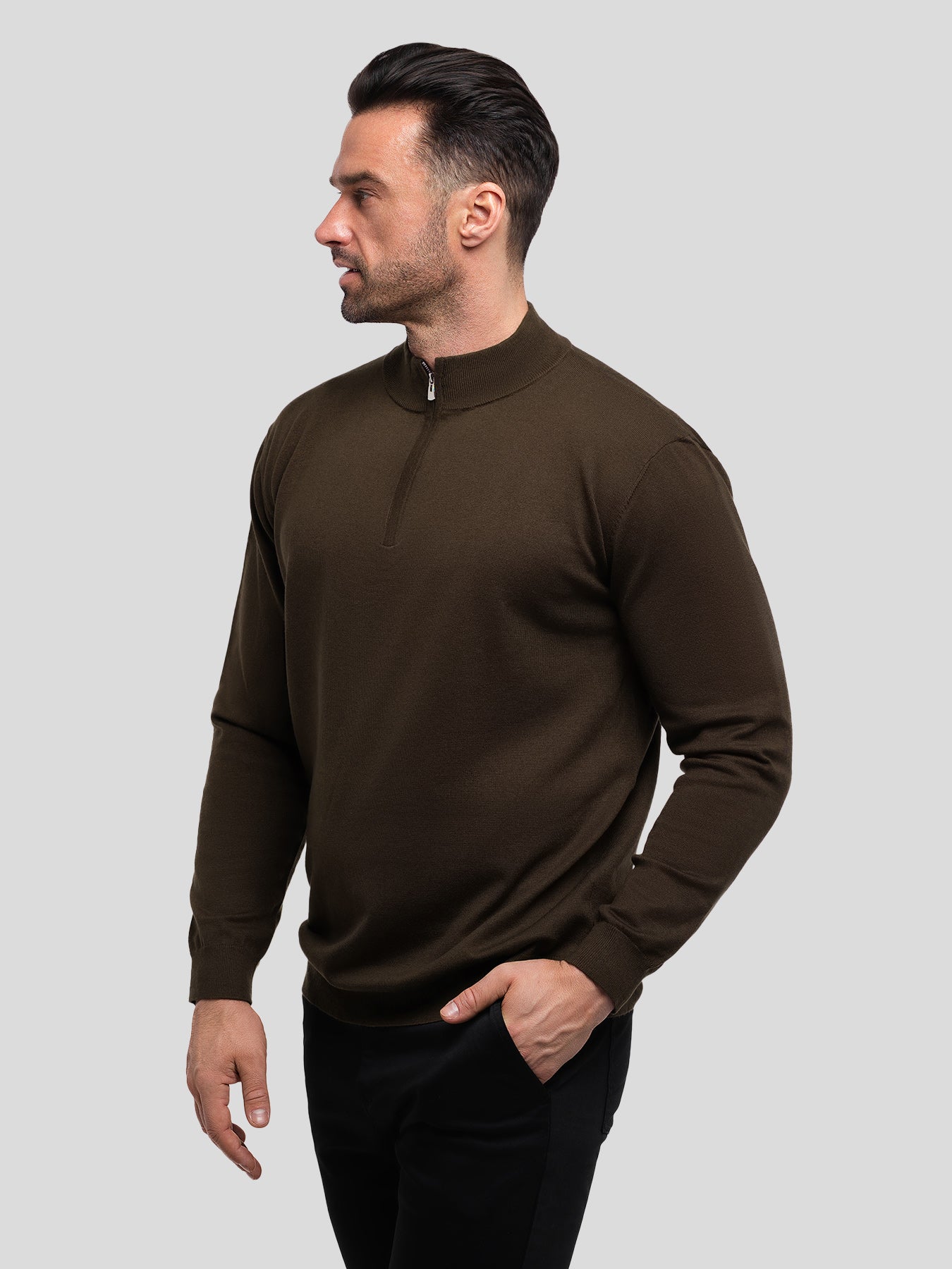 Gentletejido Washable Half Zip Mock Neck Sweater