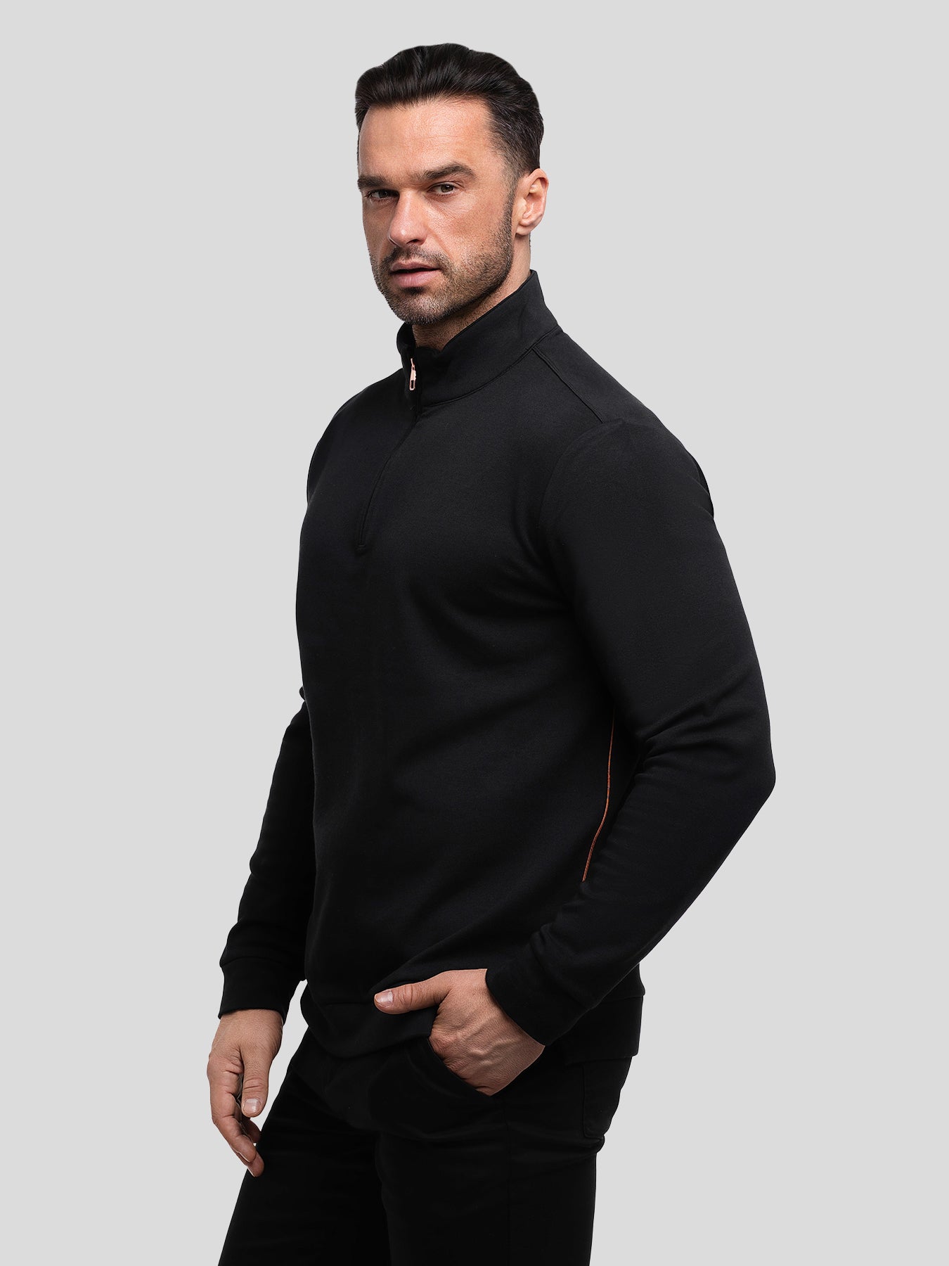 Sudadera SmoothBlend Half Zip Mock Neck