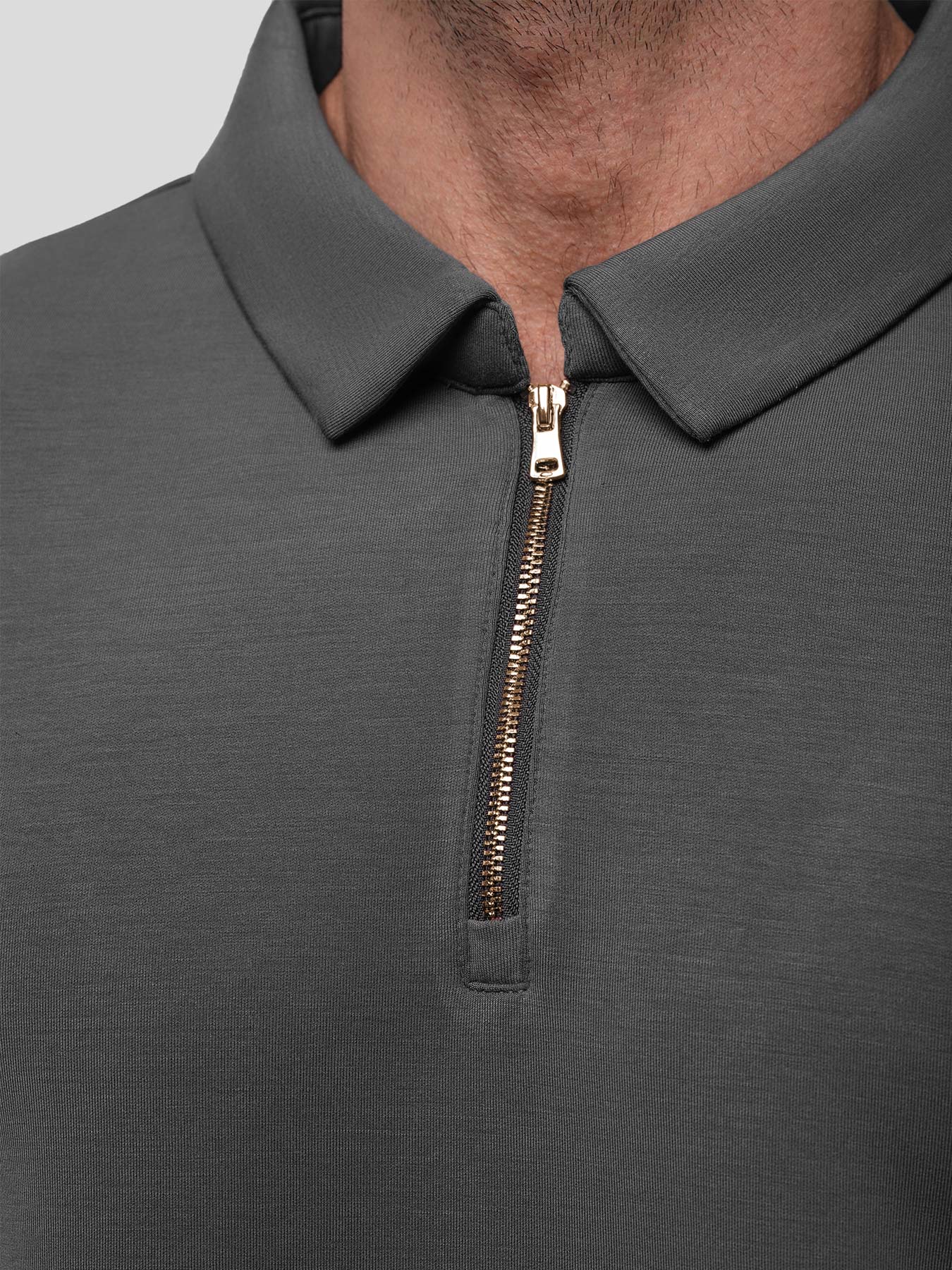 Modal Blend de manga larga Half Zip Polo