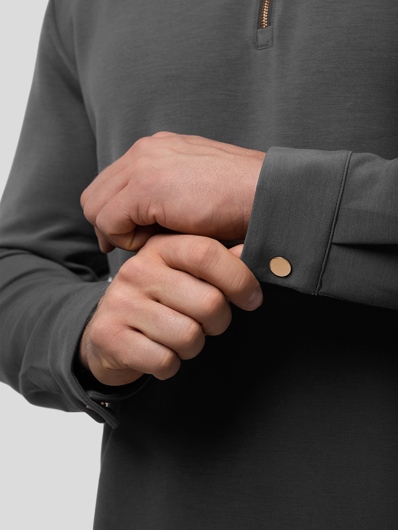 Modal Blend de manga larga Half Zip Polo