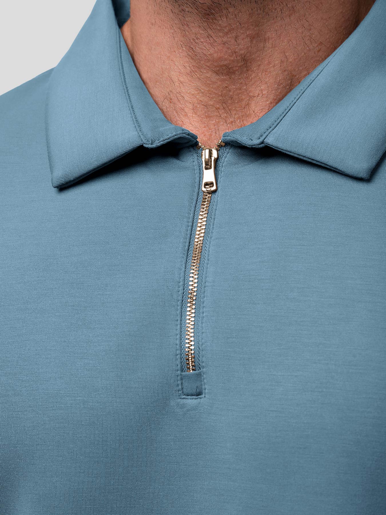 Modal Blend de manga larga Half Zip Polo