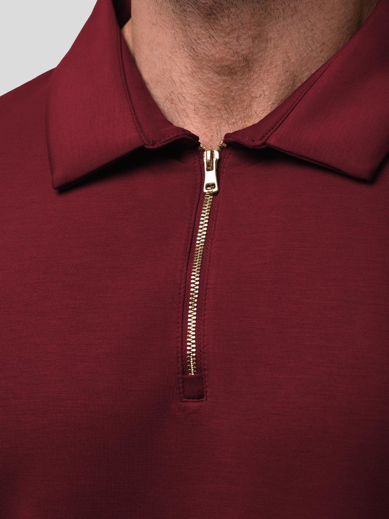 Modal Blend de manga larga Half Zip Polo