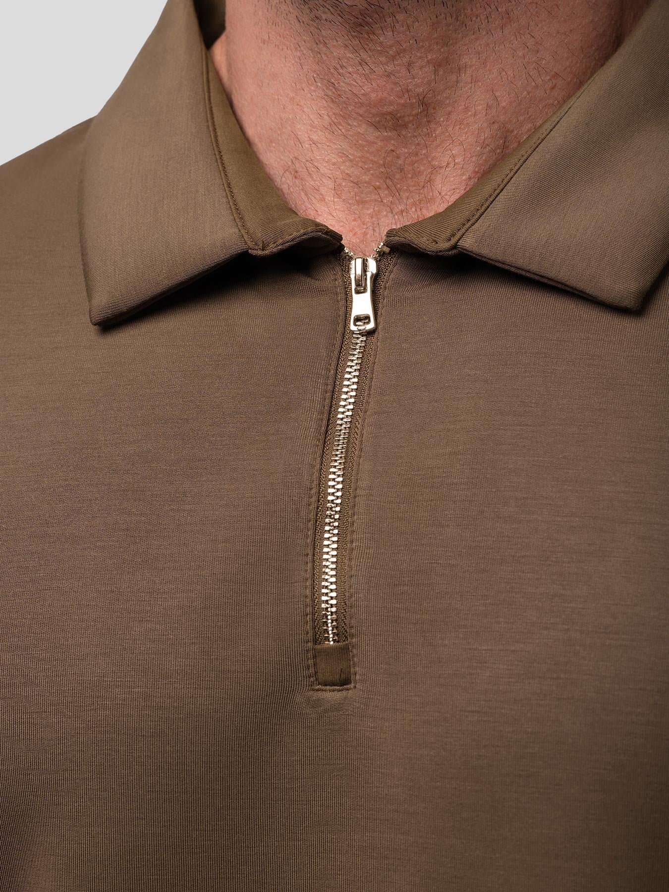Modal Blend de manga larga Half Zip Polo