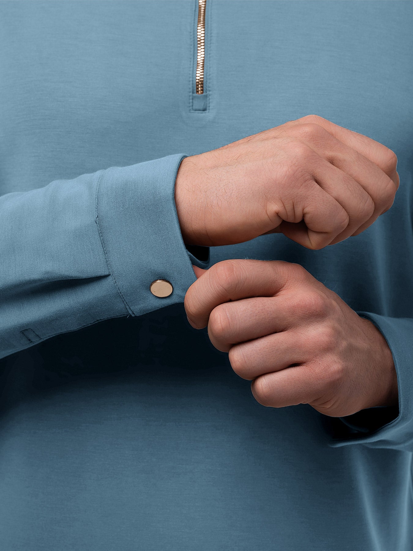 Modal Blend de manga larga Half Zip Polo
