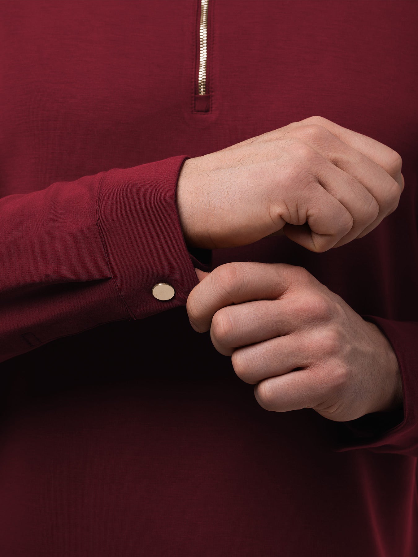 Modal Blend de manga larga Half Zip Polo