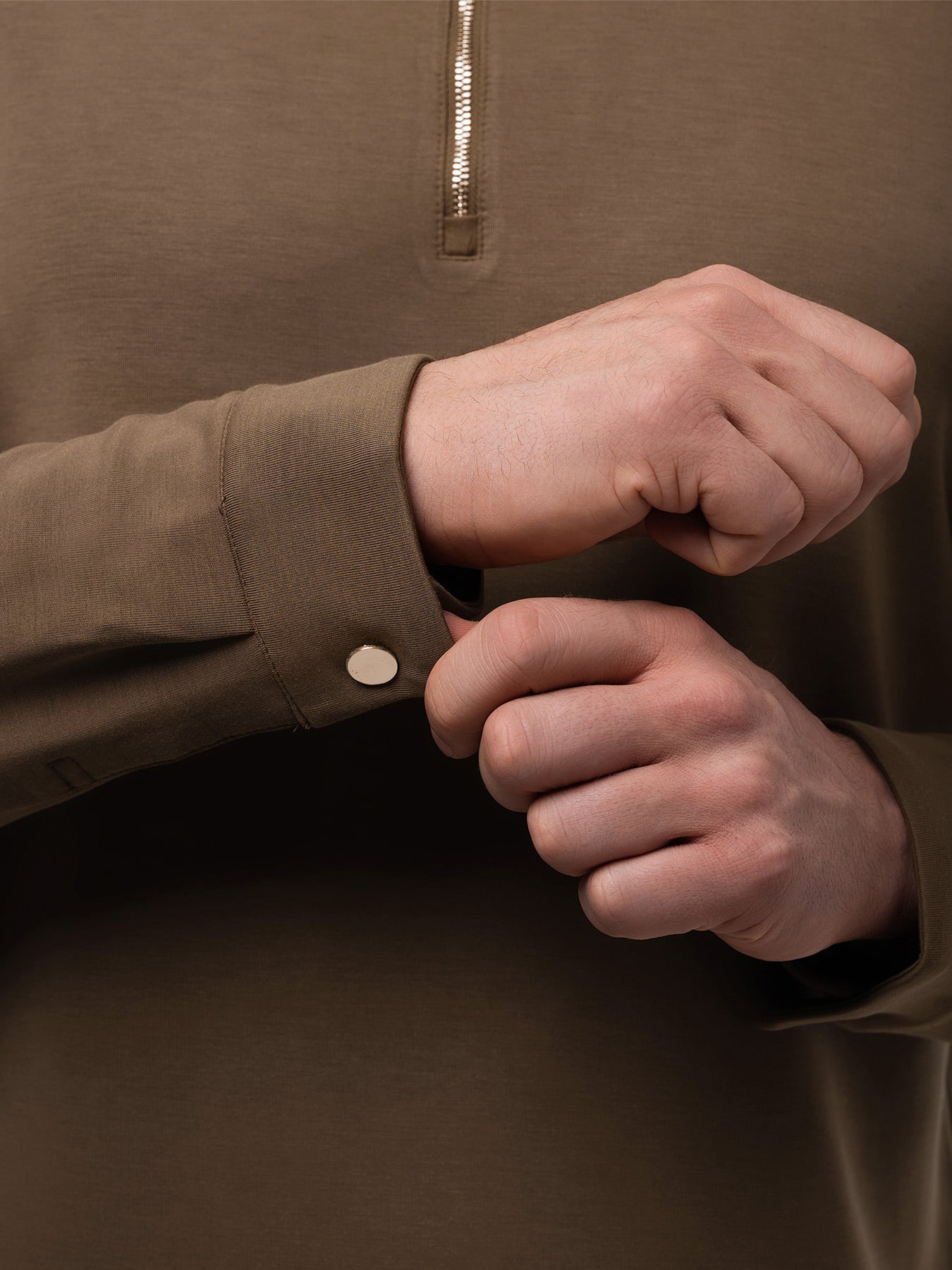 Modal Blend de manga larga Half Zip Polo