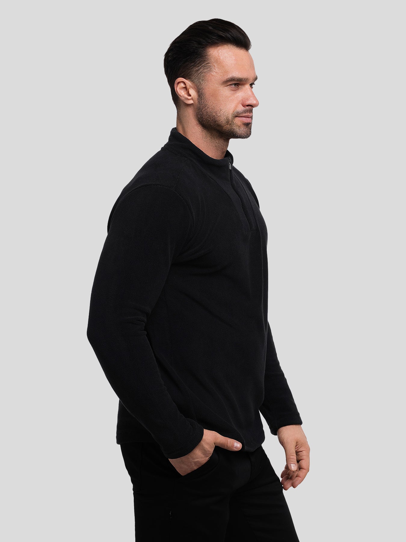 Sudadera LuxeCozy polar Half Zip Mock Neck