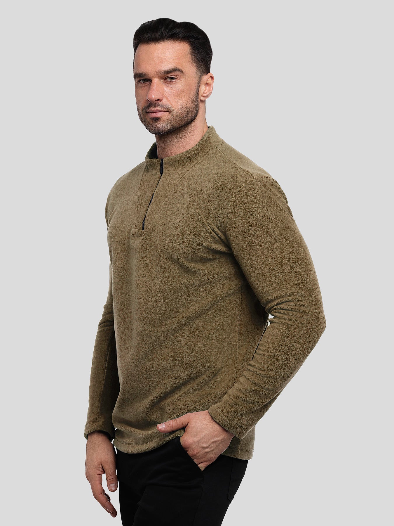 Sudadera LuxeCozy polar Half Zip Mock Neck