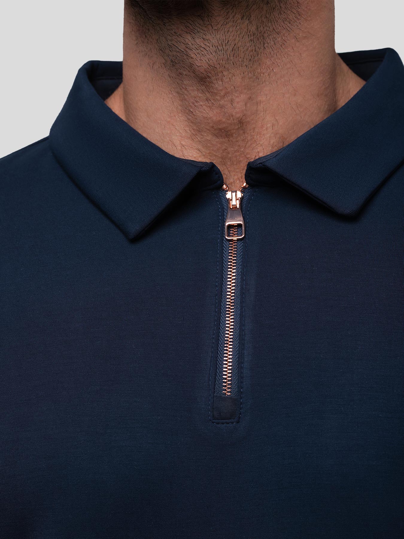 Modal Blend de manga larga Half Zip Polo