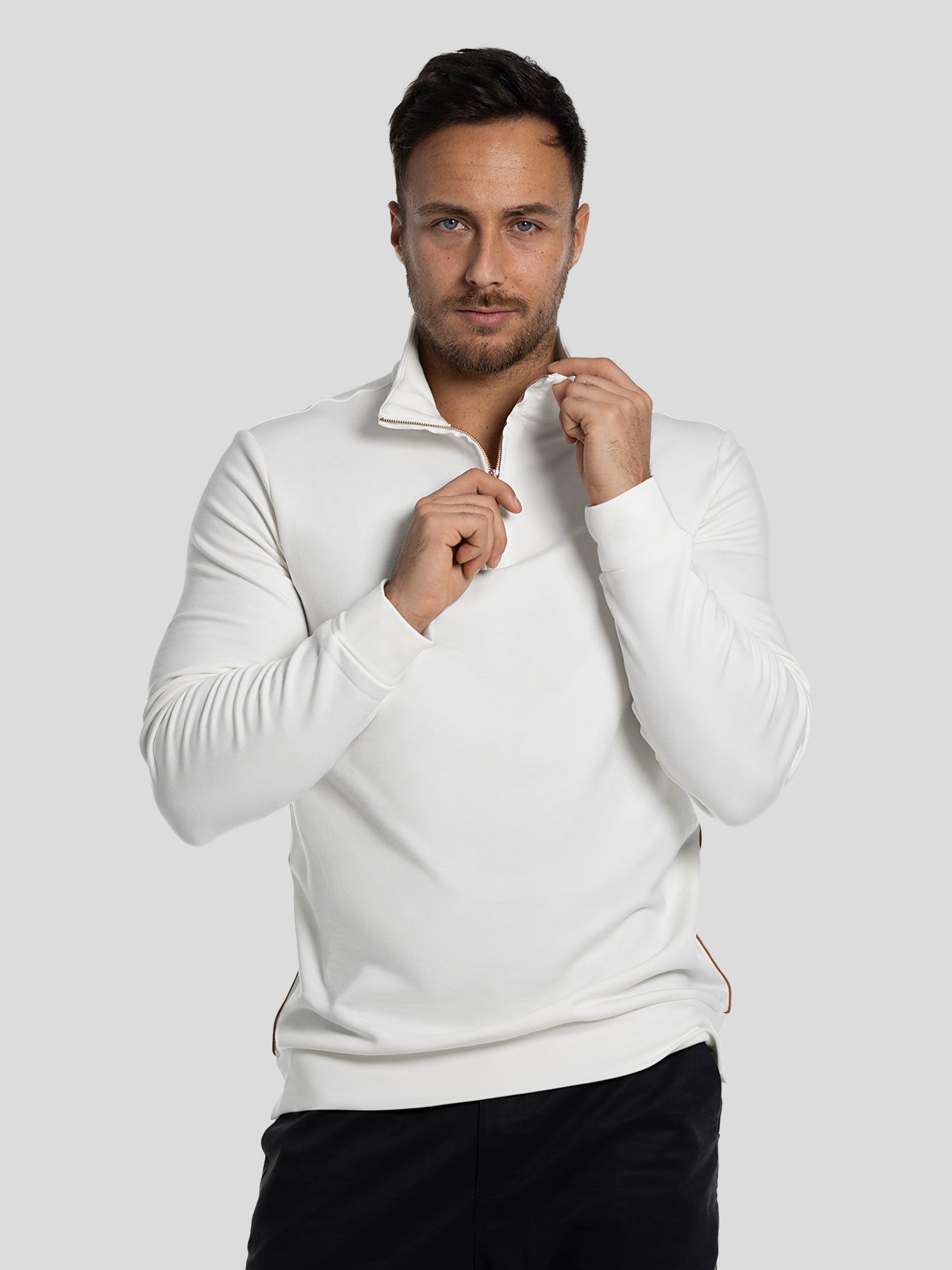Sudadera SmoothBlend Half Zip Mock Neck