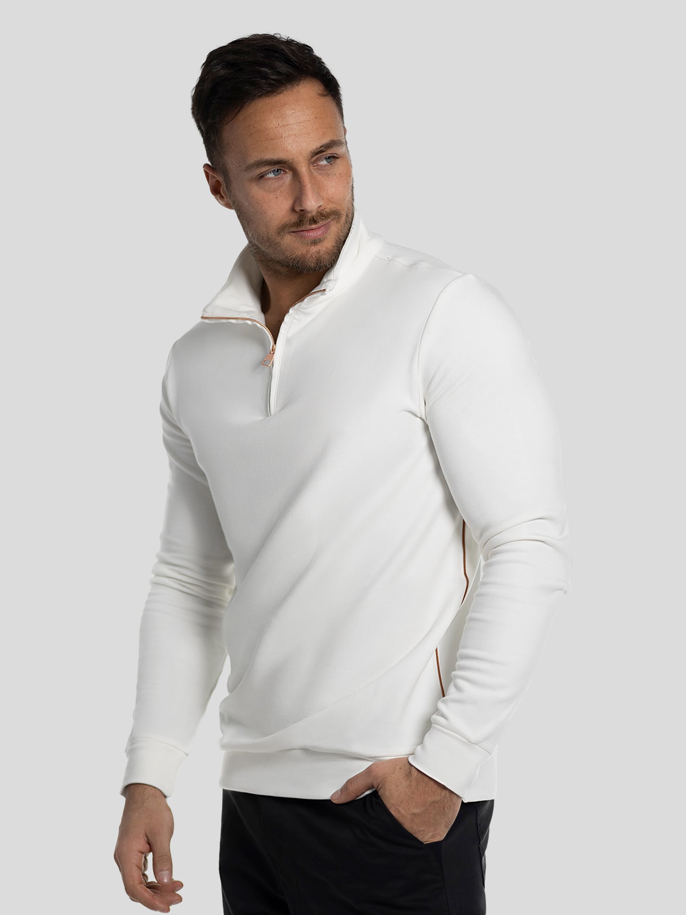 Sudadera SmoothBlend Half Zip Mock Neck