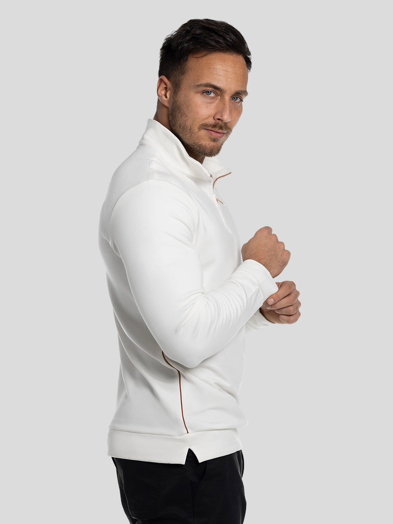Sudadera SmoothBlend Half Zip Mock Neck