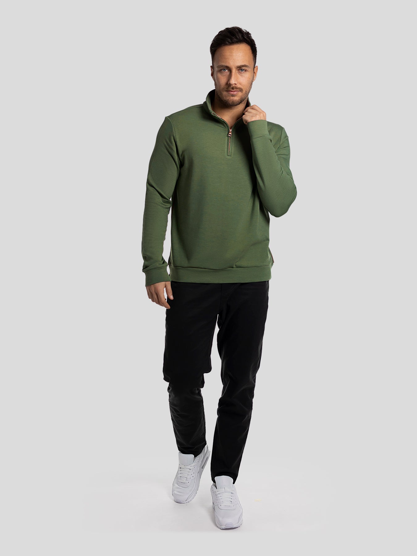 Sudadera SmoothBlend Half Zip Mock Neck