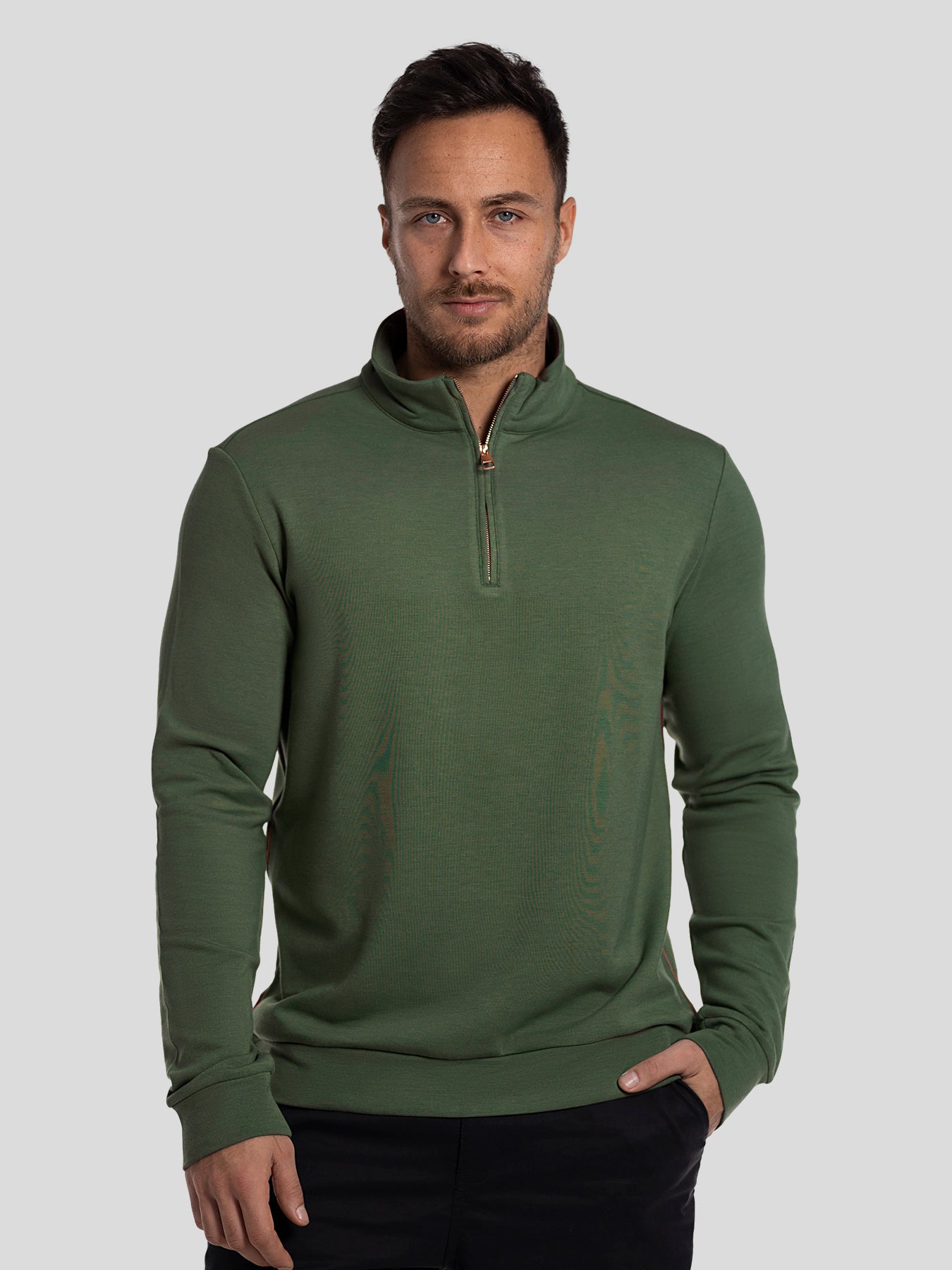 Sudadera SmoothBlend Half Zip Mock Neck
