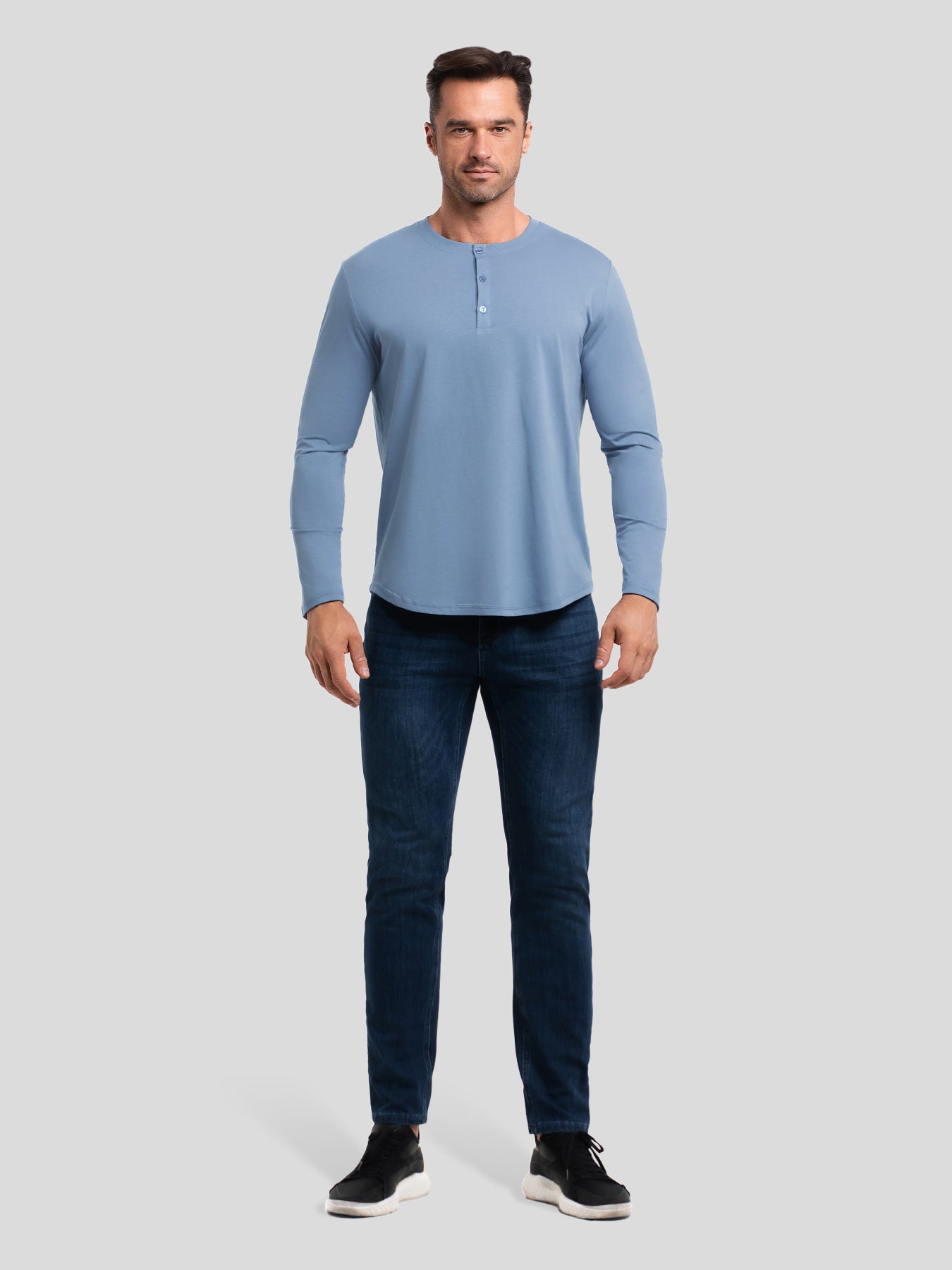 StaySmooth de manga larga Henley Drop-Cut Tee