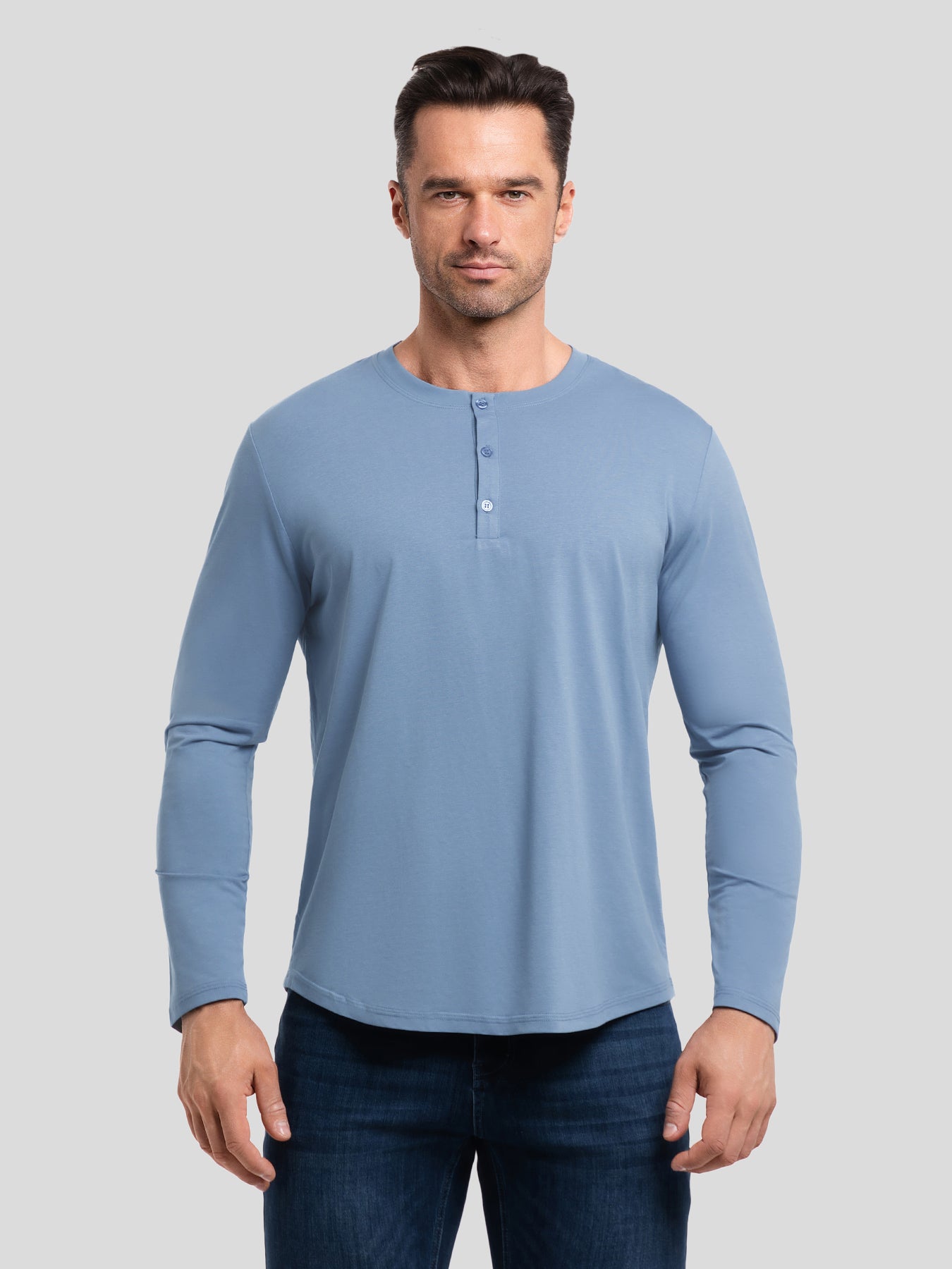 StaySmooth de manga larga Henley Drop-Cut Tee