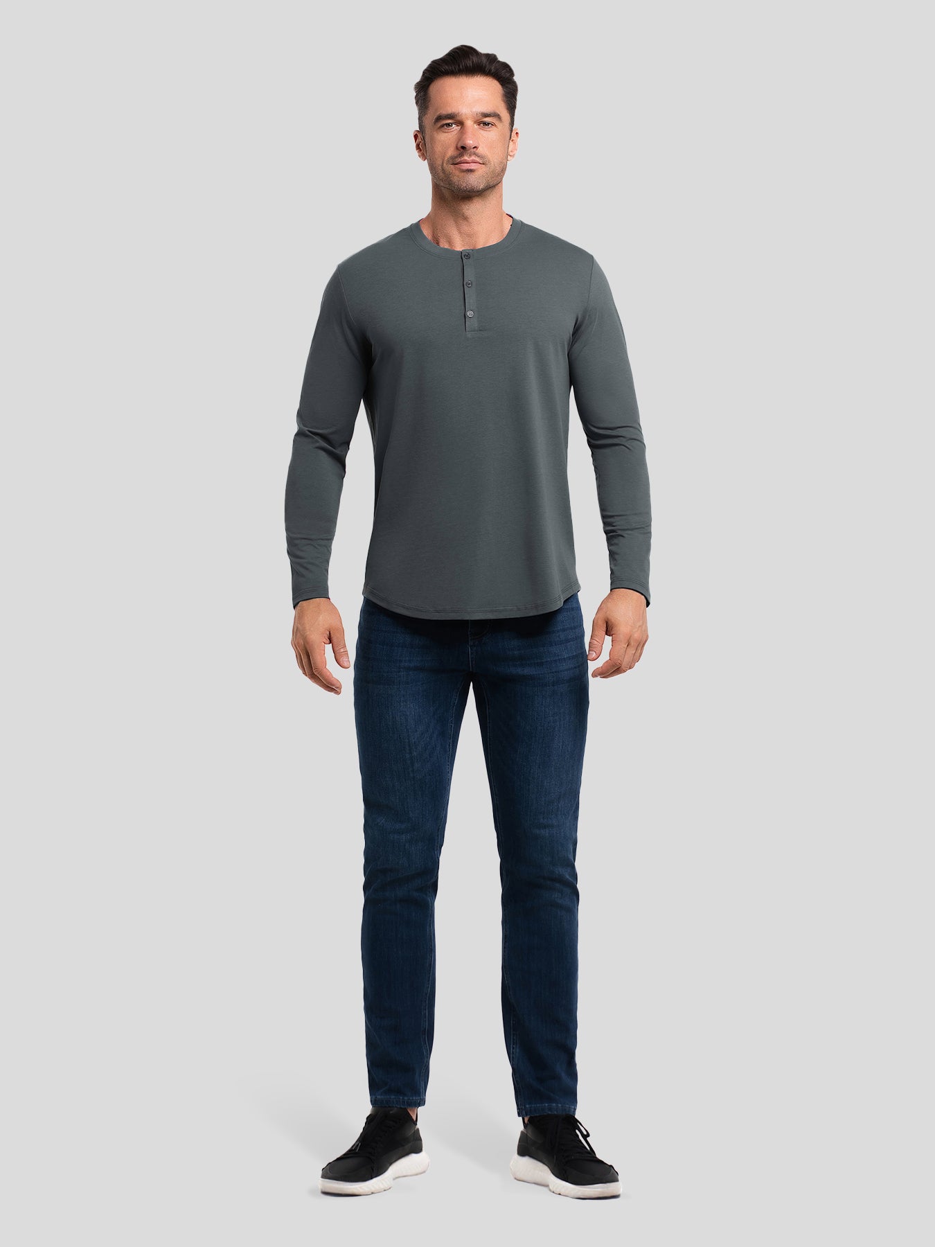 StaySmooth de manga larga Henley Drop-Cut Tee