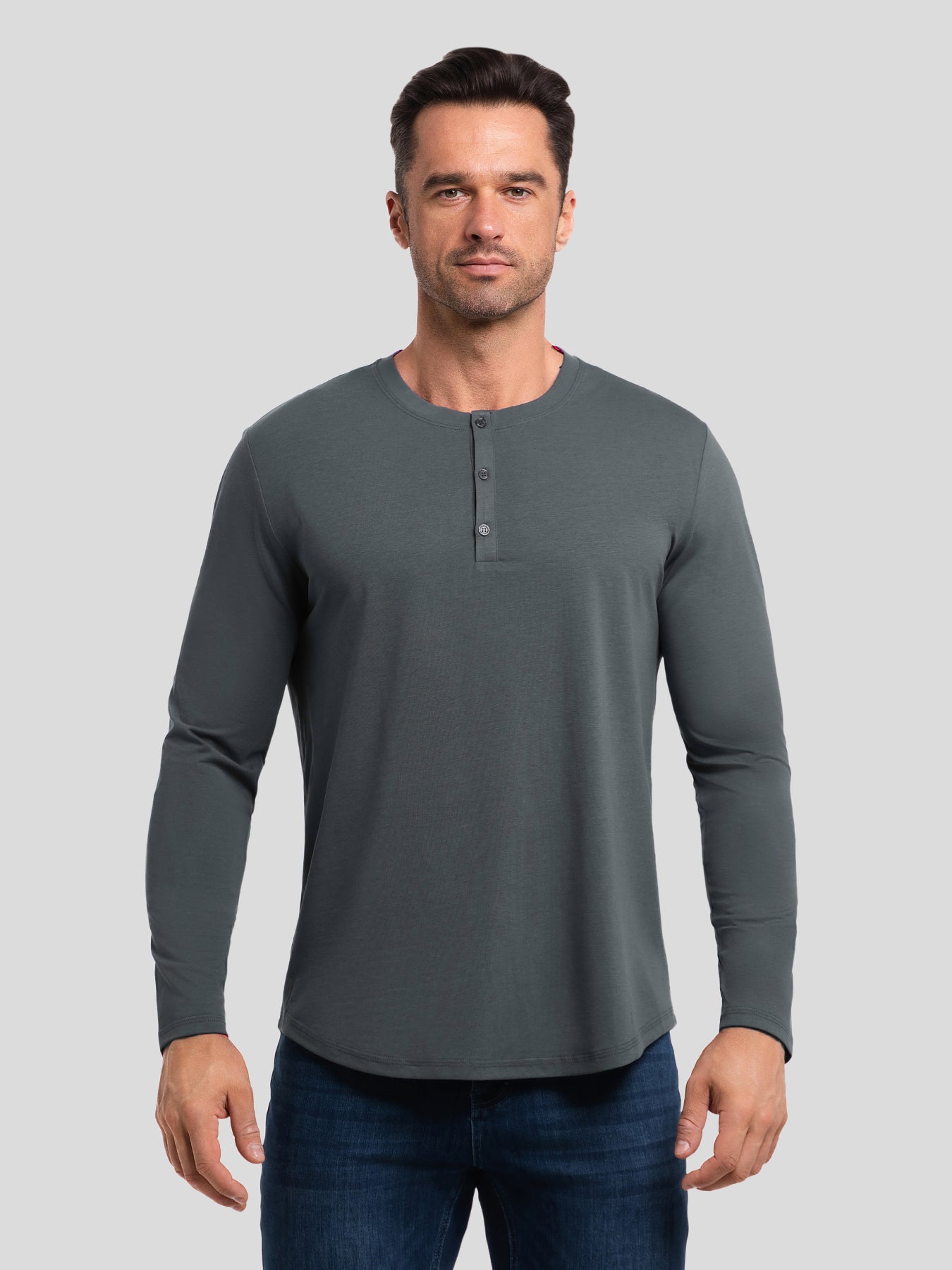 StaySmooth de manga larga Henley Drop-Cut Tee