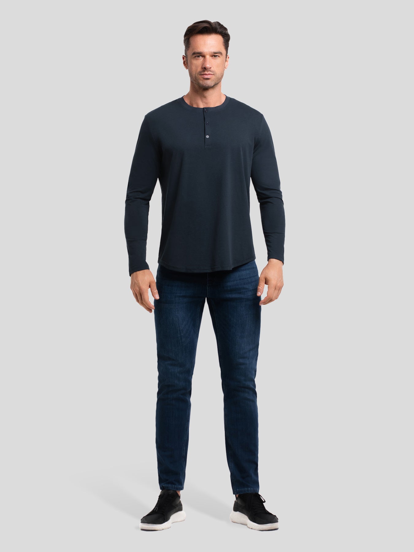StaySmooth de manga larga Henley Drop-Cut Tee