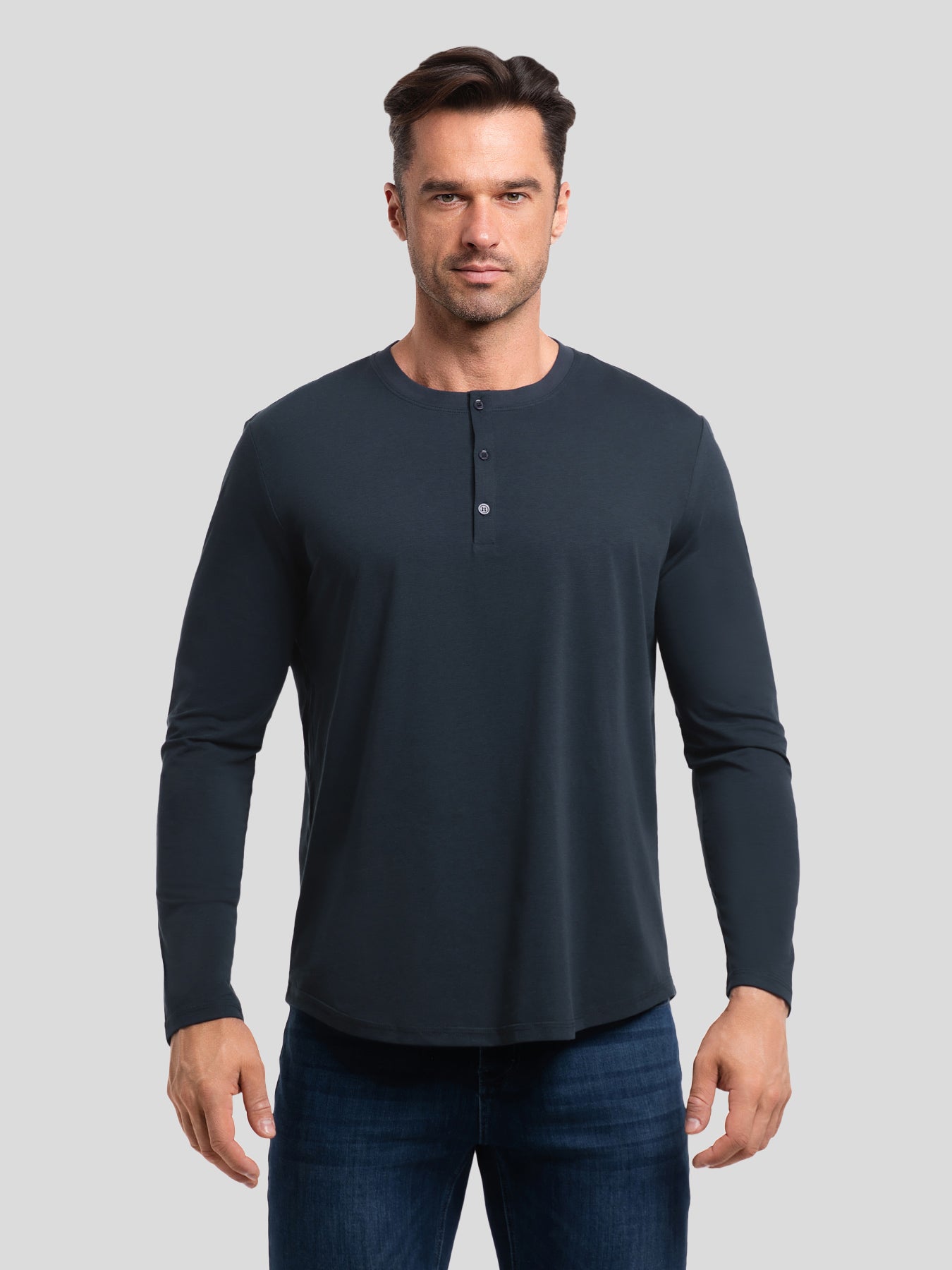 StaySmooth de manga larga Henley Drop-Cut Tee