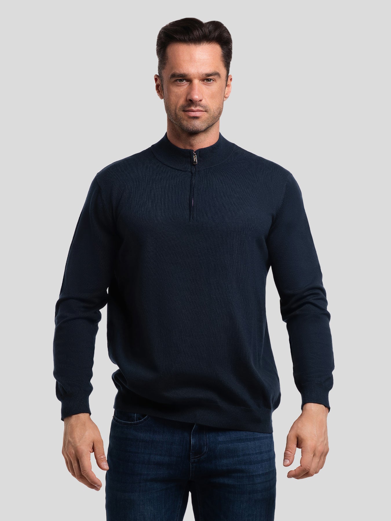 Gentletejido Washable Half Zip Mock Neck Sweater