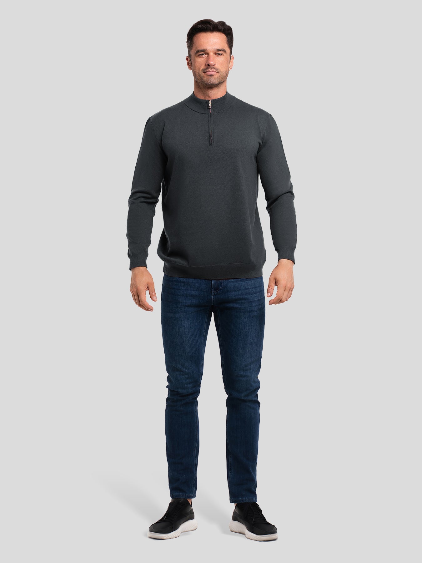 Gentletejido Washable Half Zip Mock Neck Sweater