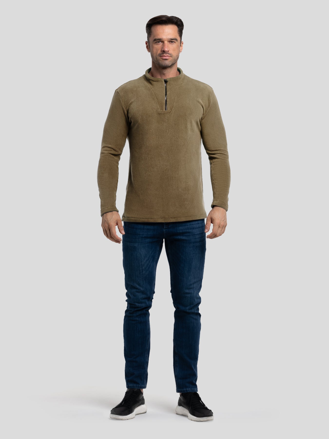 Sudadera LuxeCozy polar Half Zip Mock Neck