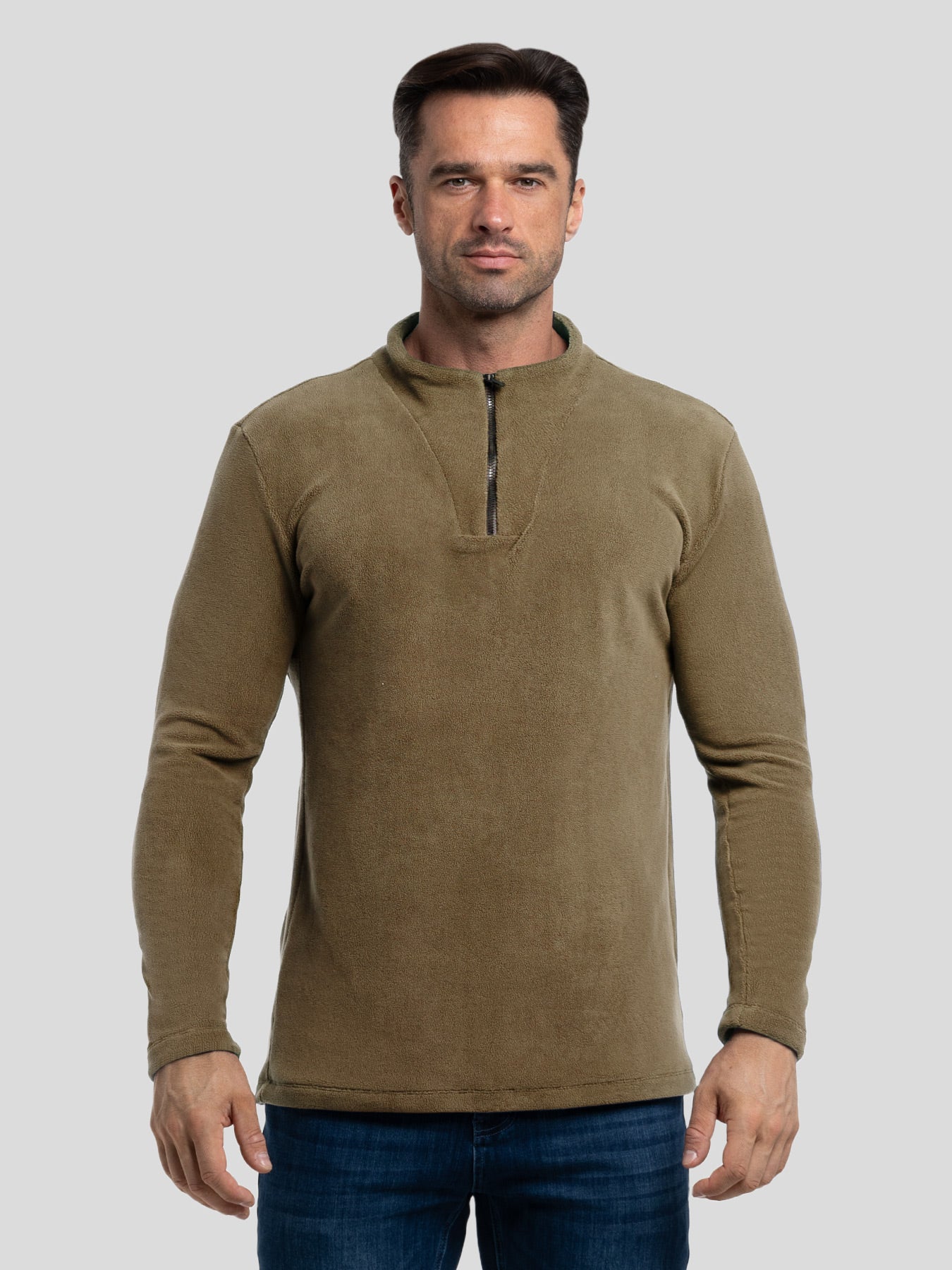 Sudadera LuxeCozy polar Half Zip Mock Neck