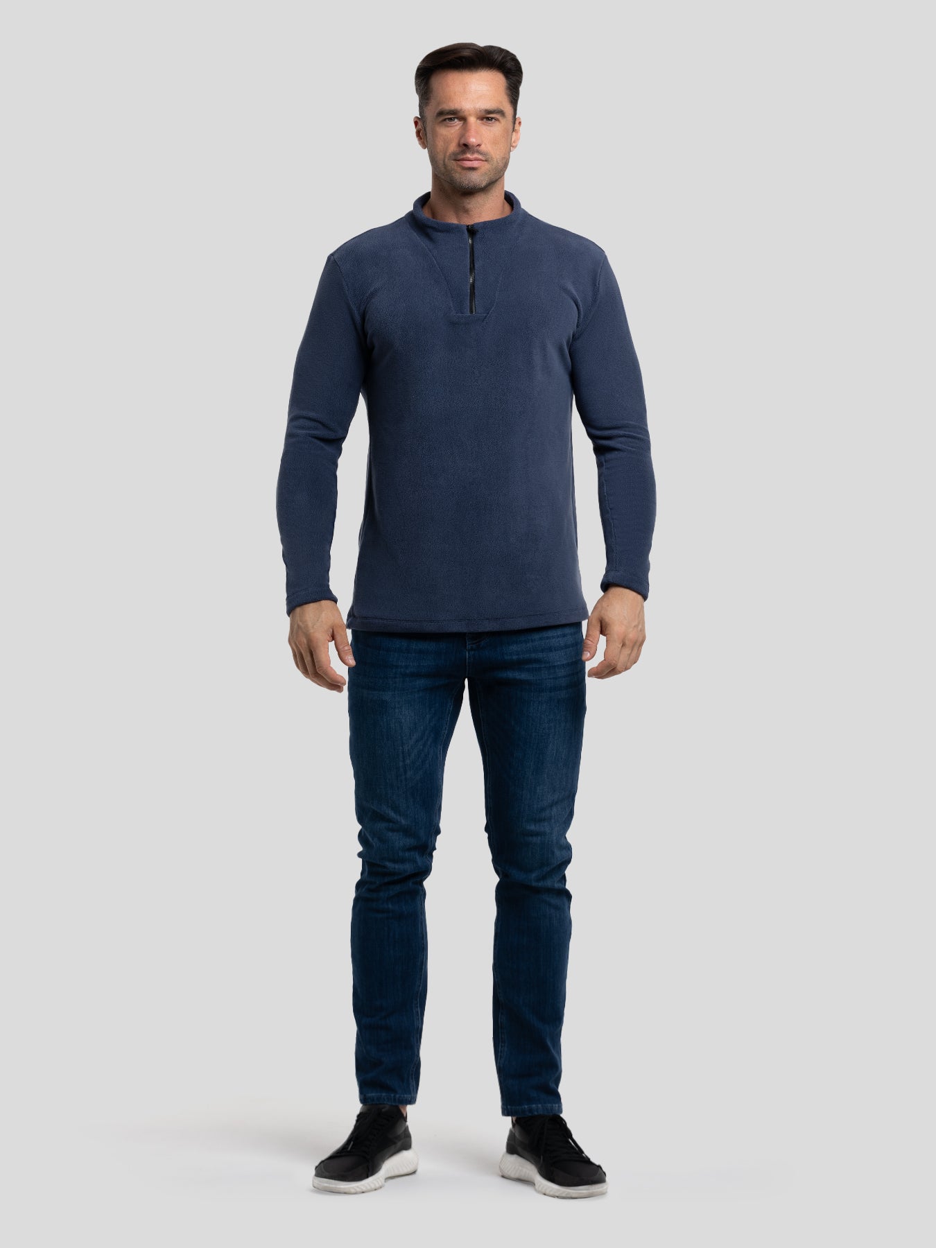 Sudadera LuxeCozy polar Half Zip Mock Neck
