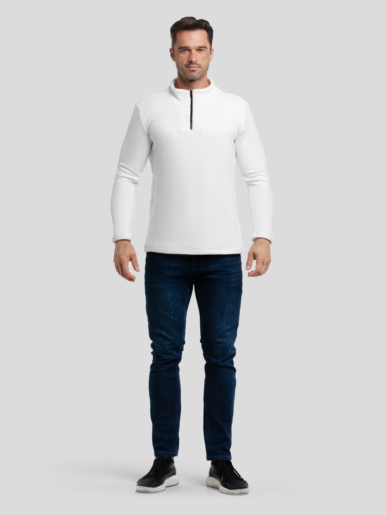 Sudadera LuxeCozy polar Half Zip Mock Neck