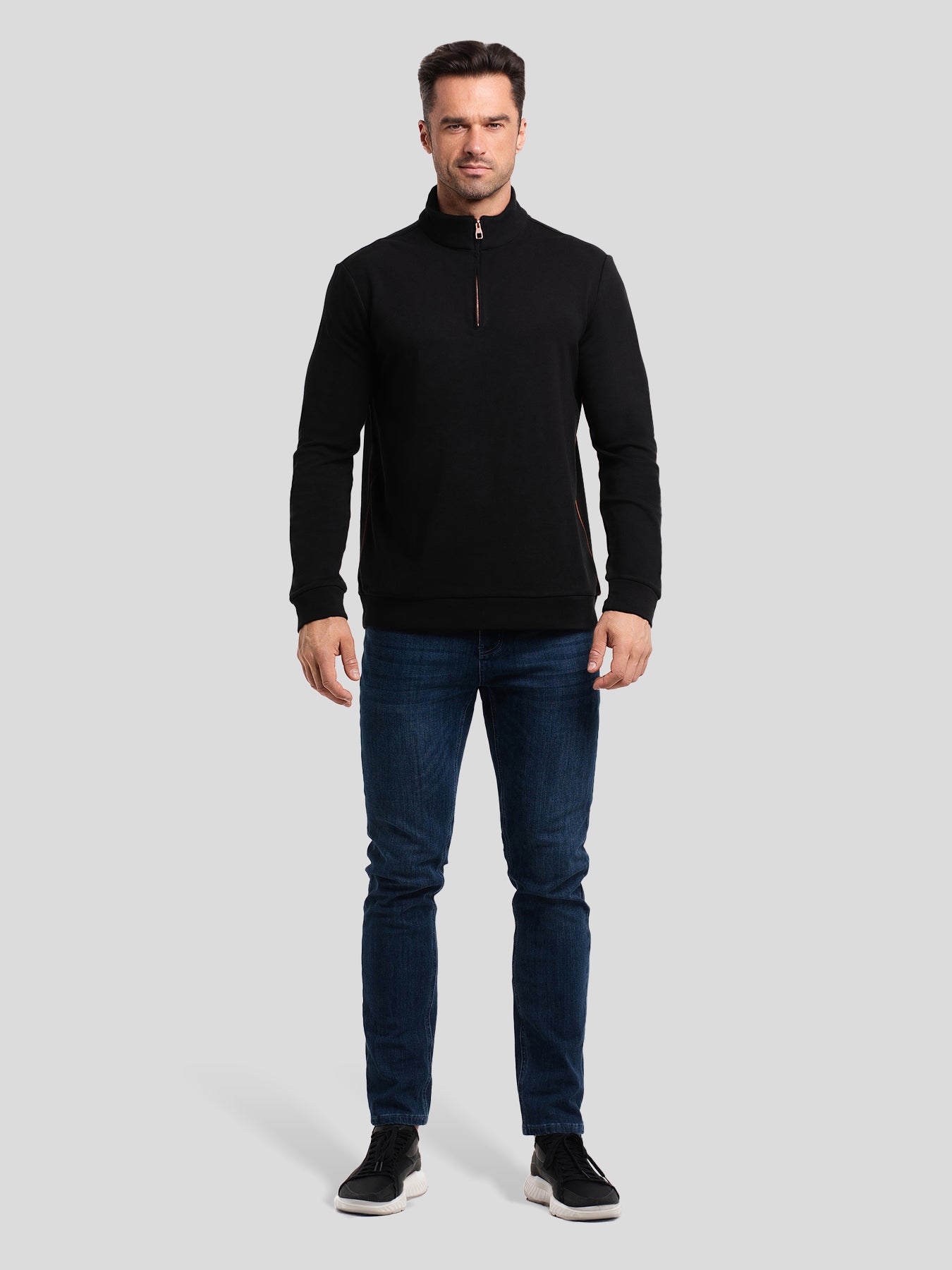 Sudadera SmoothBlend Half Zip Mock Neck