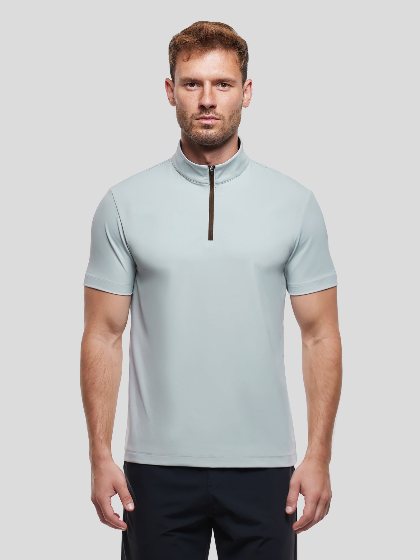SmoothBlend Half Zip Mock Neck de manga corta Tee