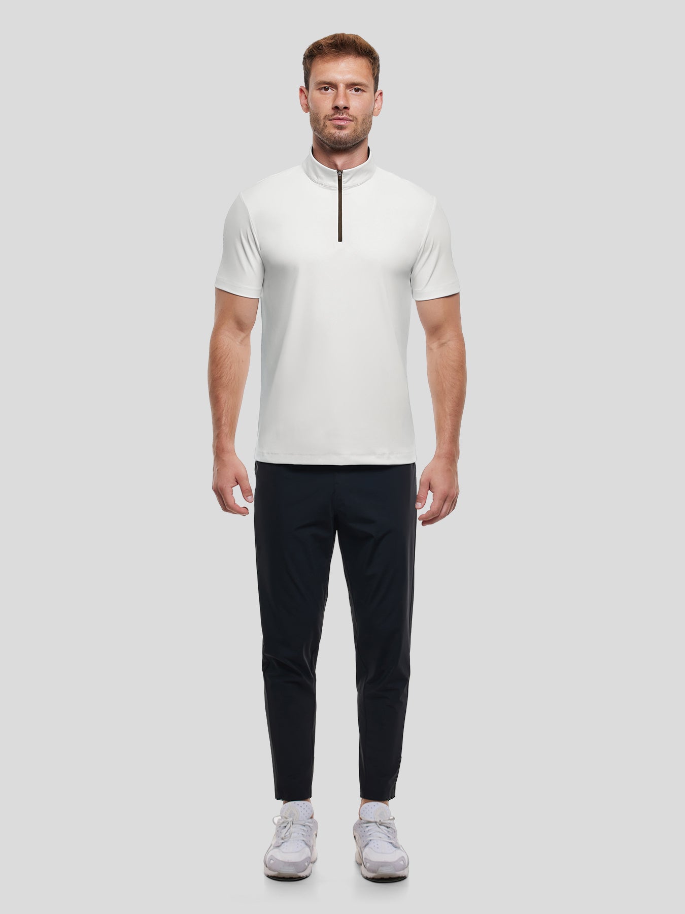 SmoothBlend Half Zip Mock Neck de manga corta Tee