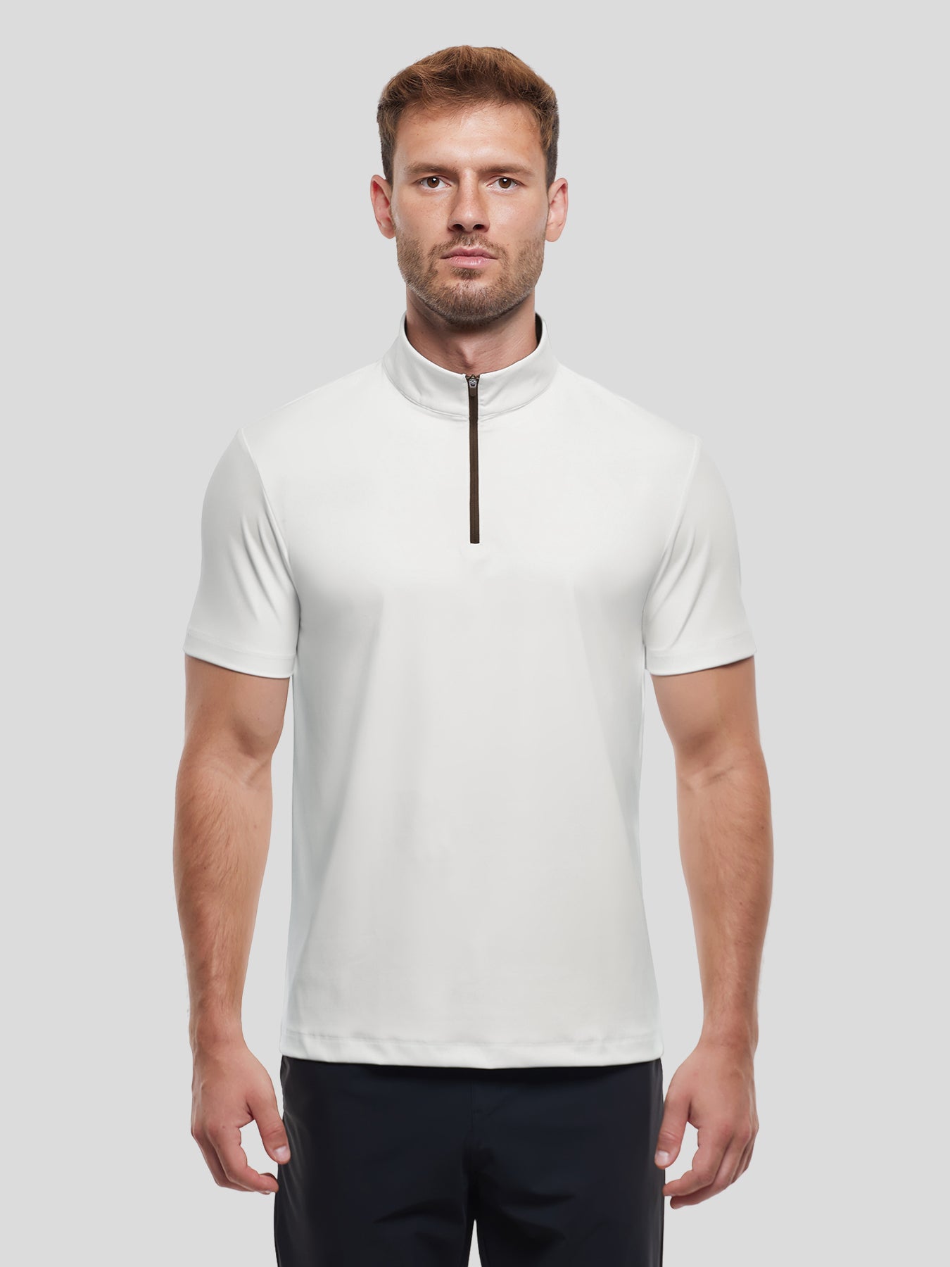 SmoothBlend Half Zip Mock Neck de manga corta Tee