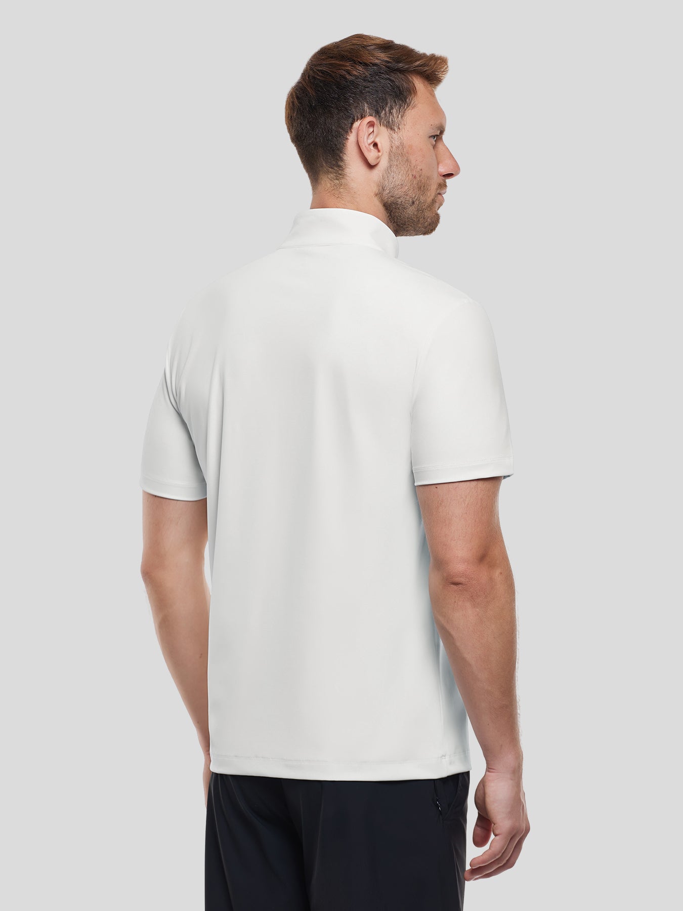 SmoothBlend Half Zip Mock Neck de manga corta Tee