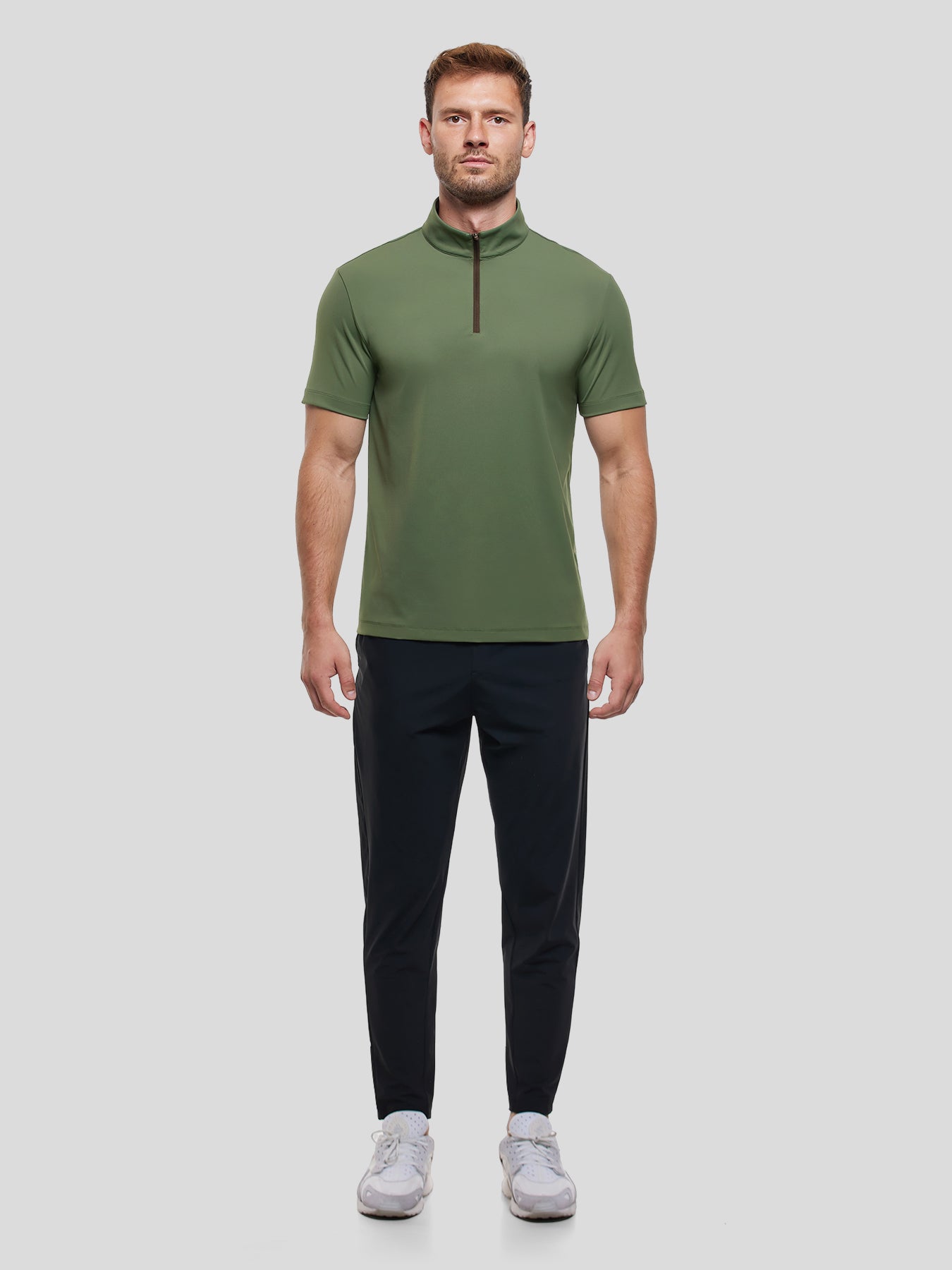 SmoothBlend Half Zip Mock Neck de manga corta Tee