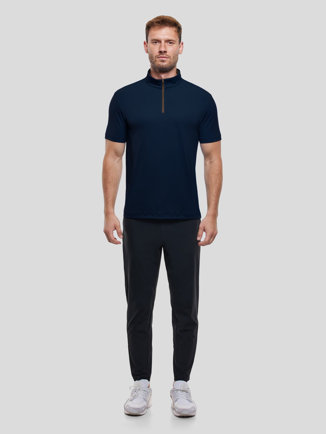 SmoothBlend Half Zip Mock Neck de manga corta Tee