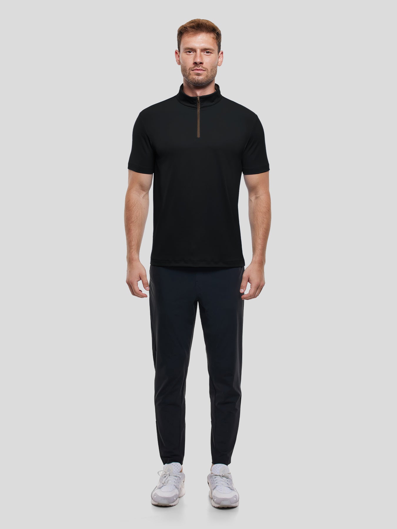 SmoothBlend Half Zip Mock Neck de manga corta Tee