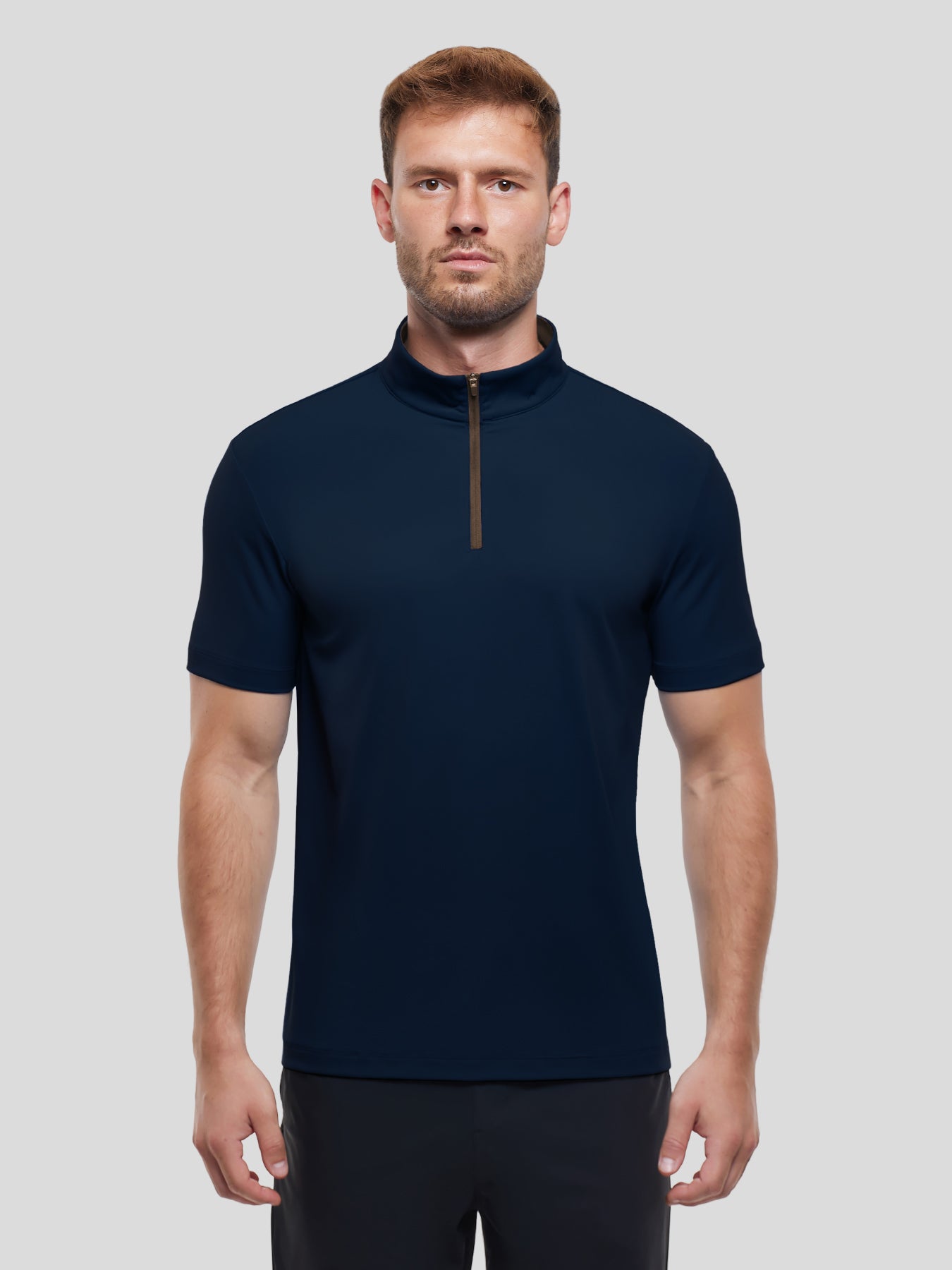 SmoothBlend Half Zip Mock Neck de manga corta Tee