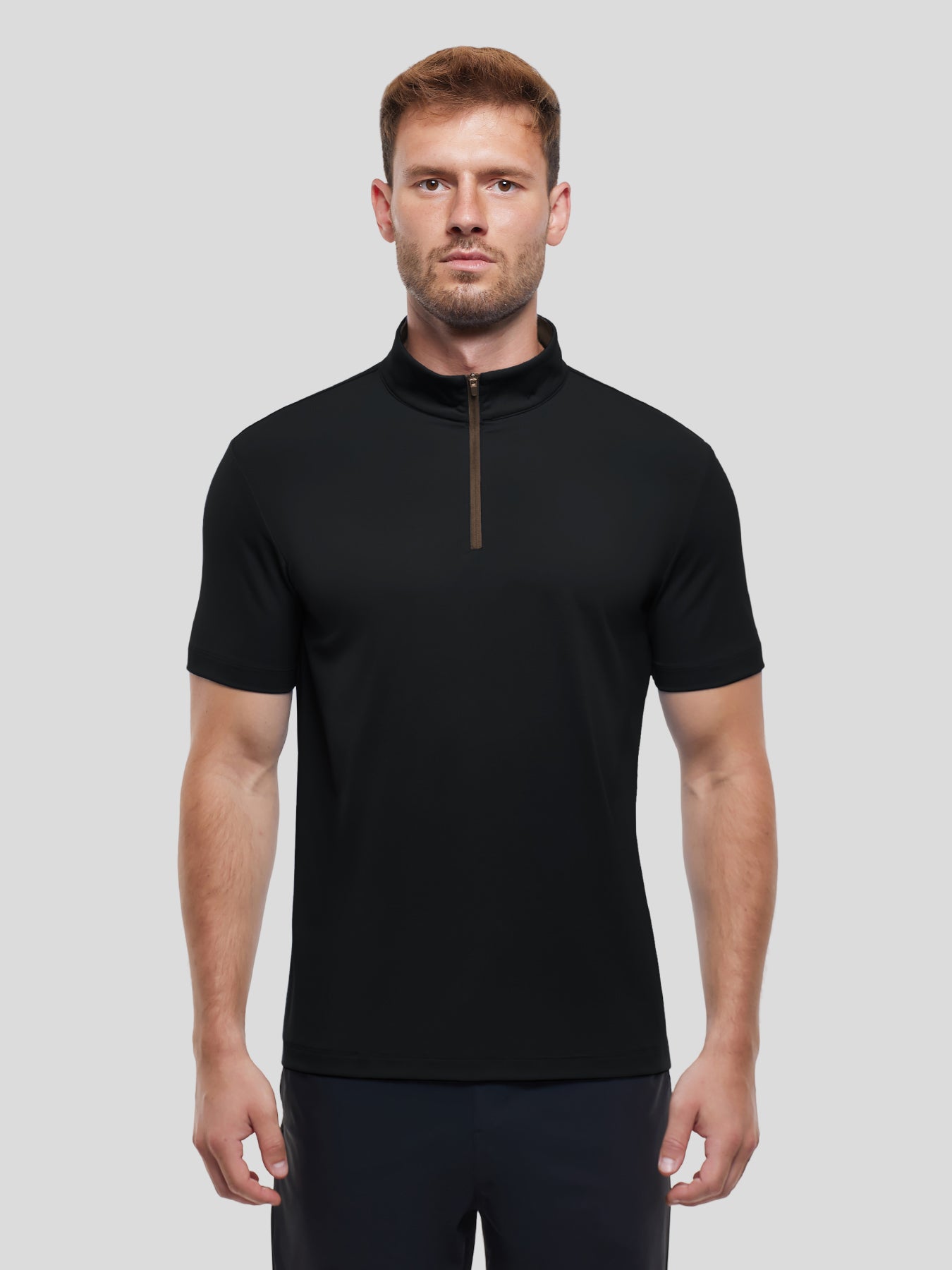 SmoothBlend Half Zip Mock Neck de manga corta Tee