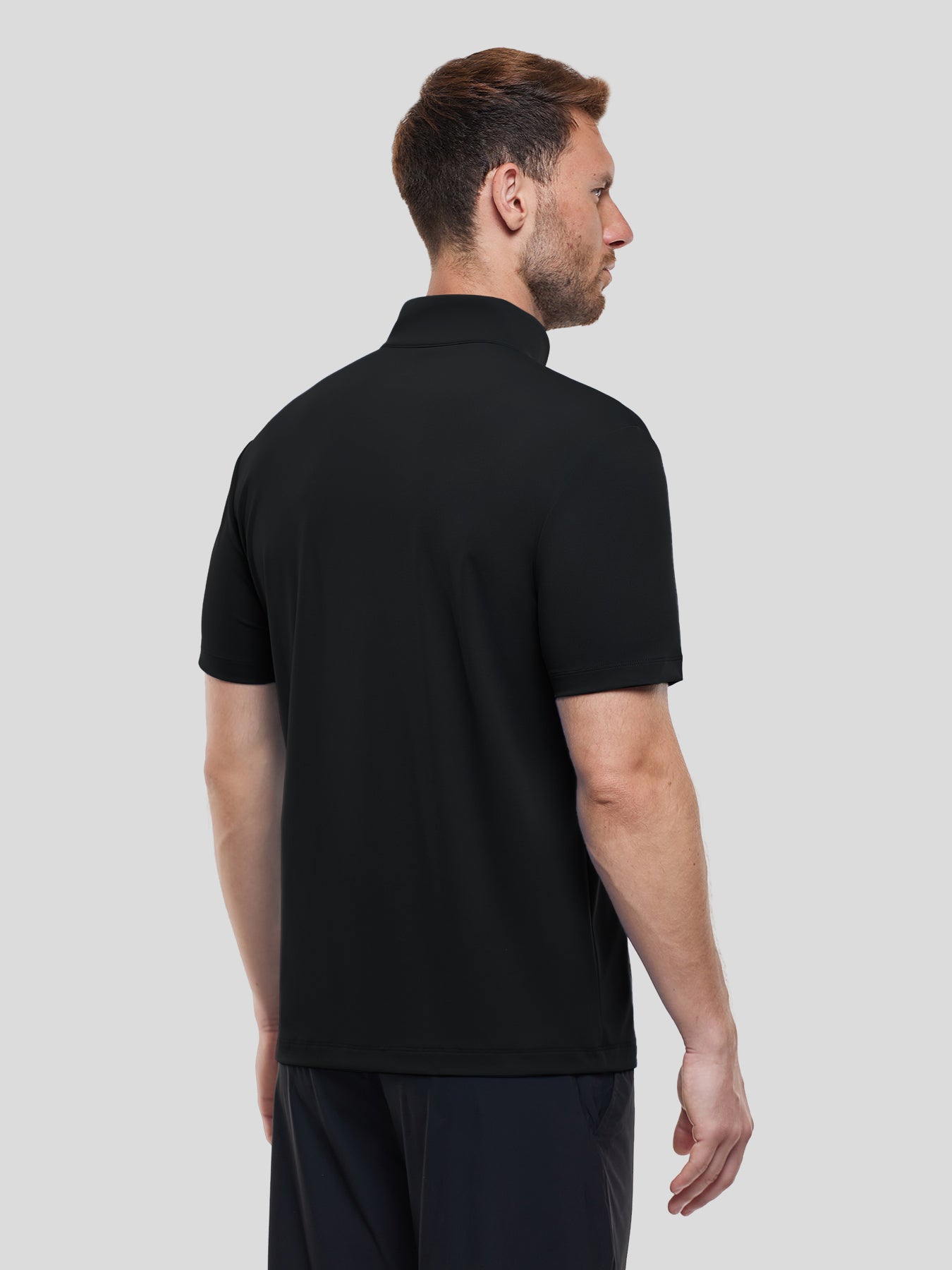 SmoothBlend Half Zip Mock Neck de manga corta Tee