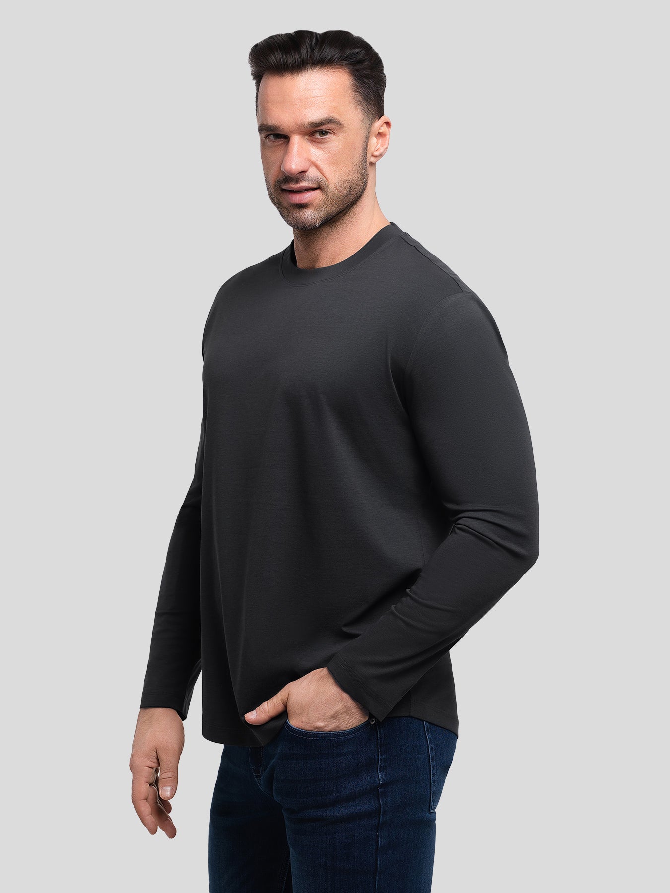 StaySmooth clásico Fit de manga larga Curve Hem Tee: 2024 New Colors
