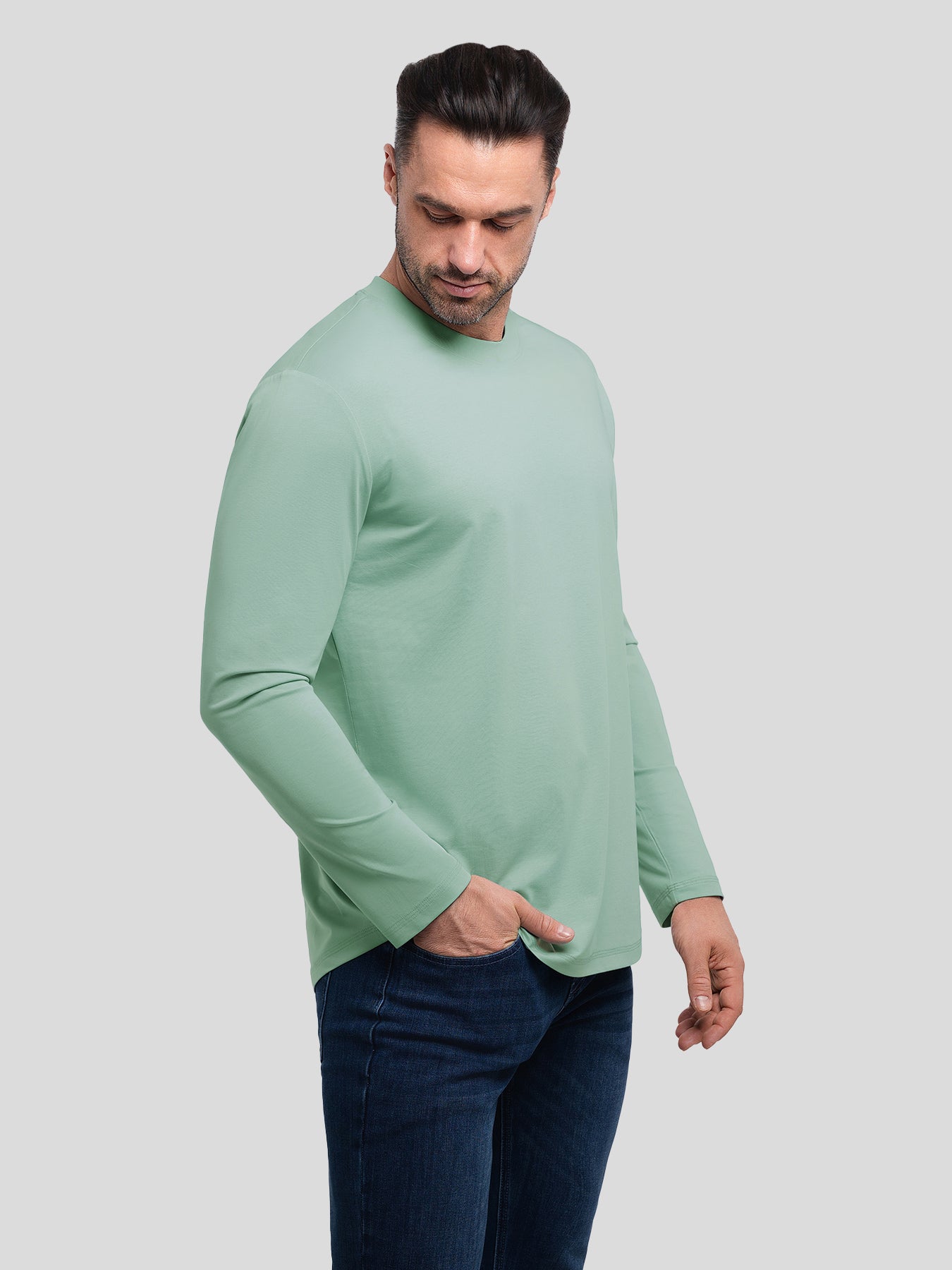 StaySmooth de corte entallado de manga larga Curve Hem Tee: 2024 New Colors