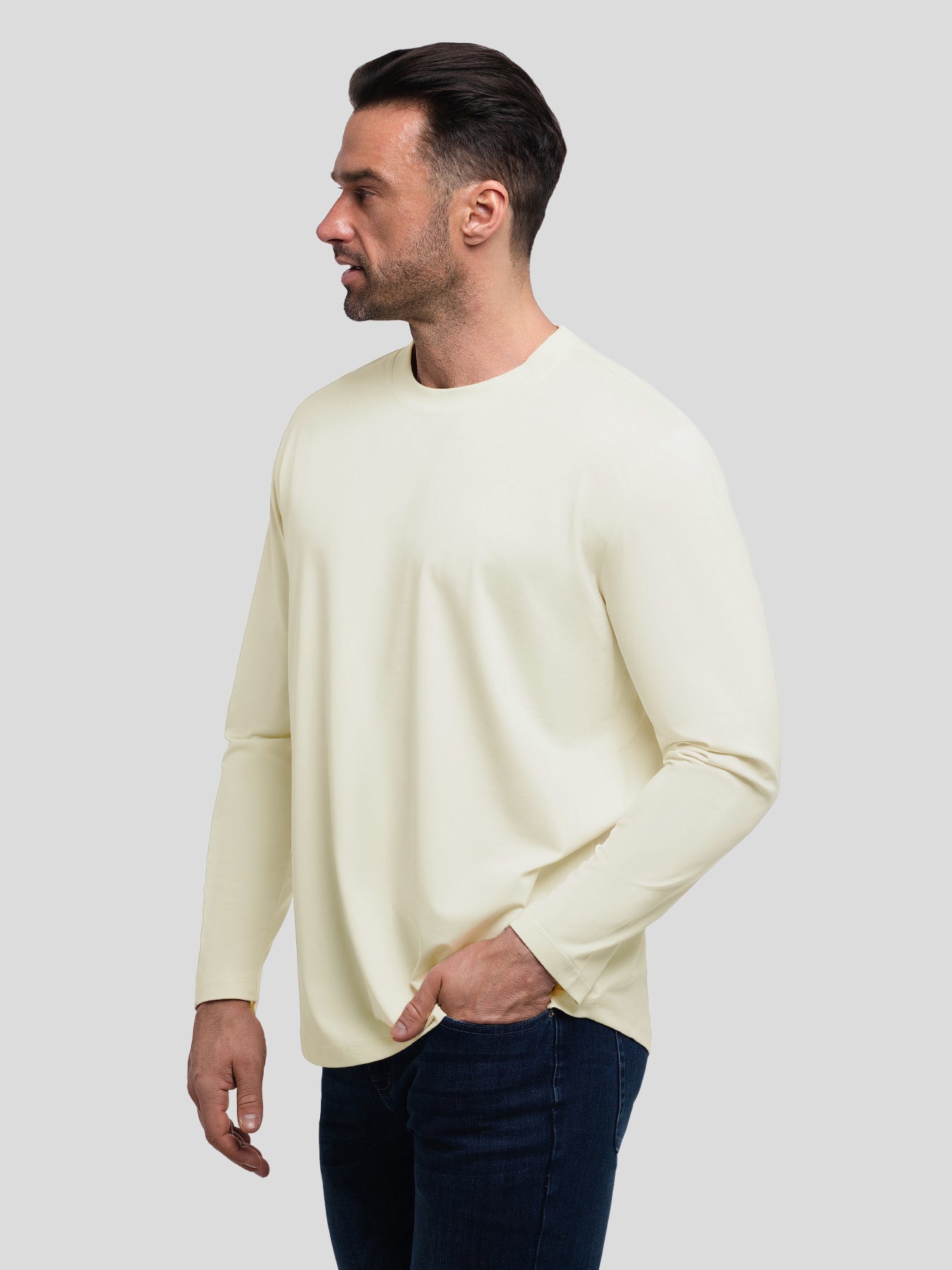 StaySmooth de corte entallado de manga larga Curve Hem Tee: 2024 New Colors
